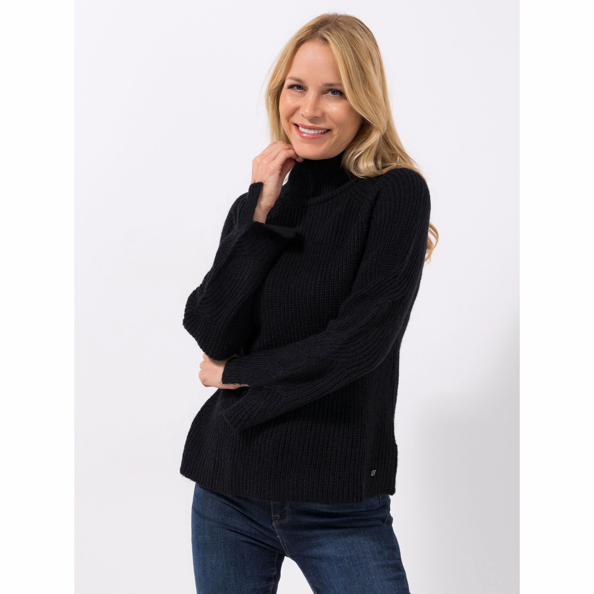 BASLER® Pullover, 1/1-Arm Stehkragen Zopfmuster Schlitz am Ärmel