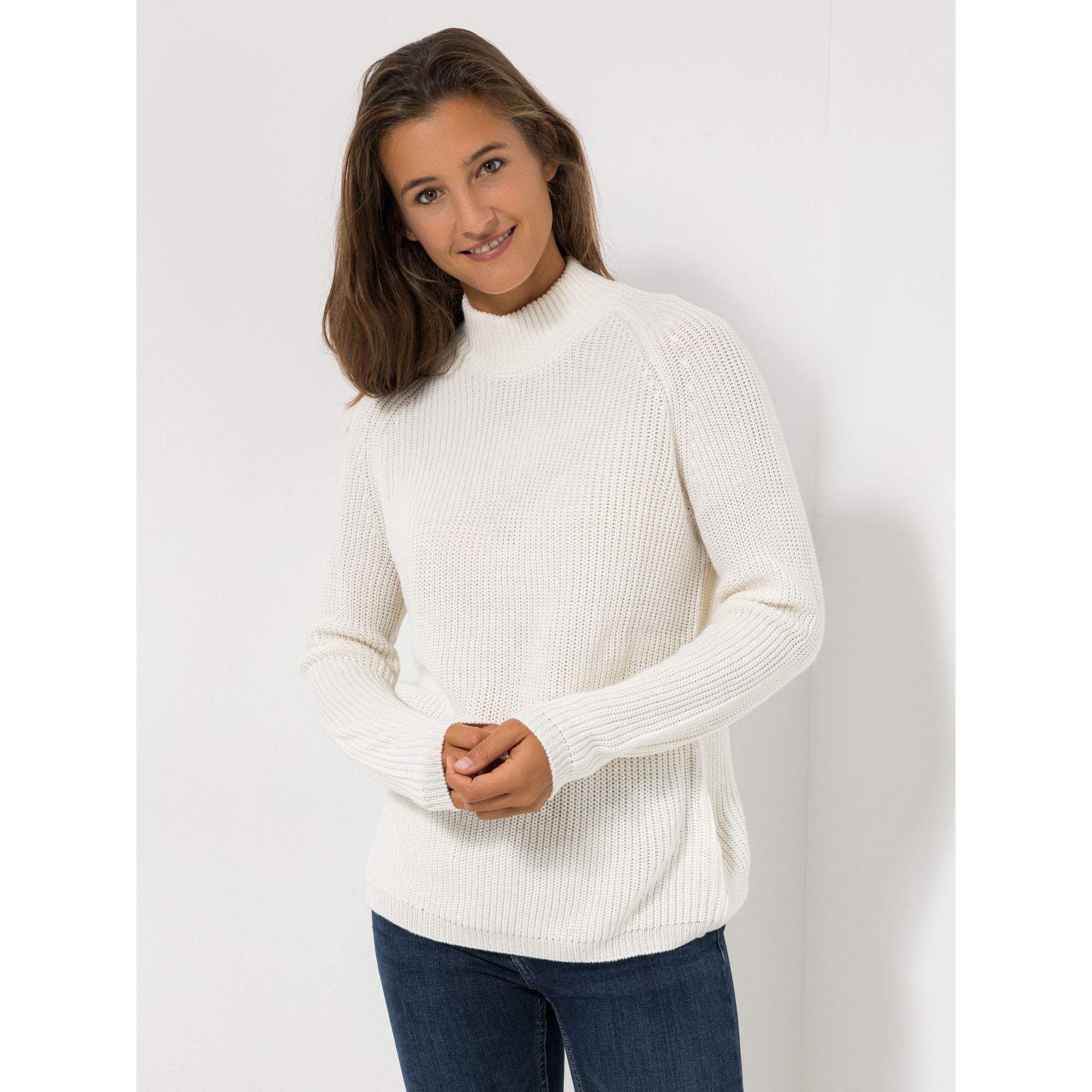 CASHMASOFT Pullover Rippstrick Stehkragen Raglanärmel