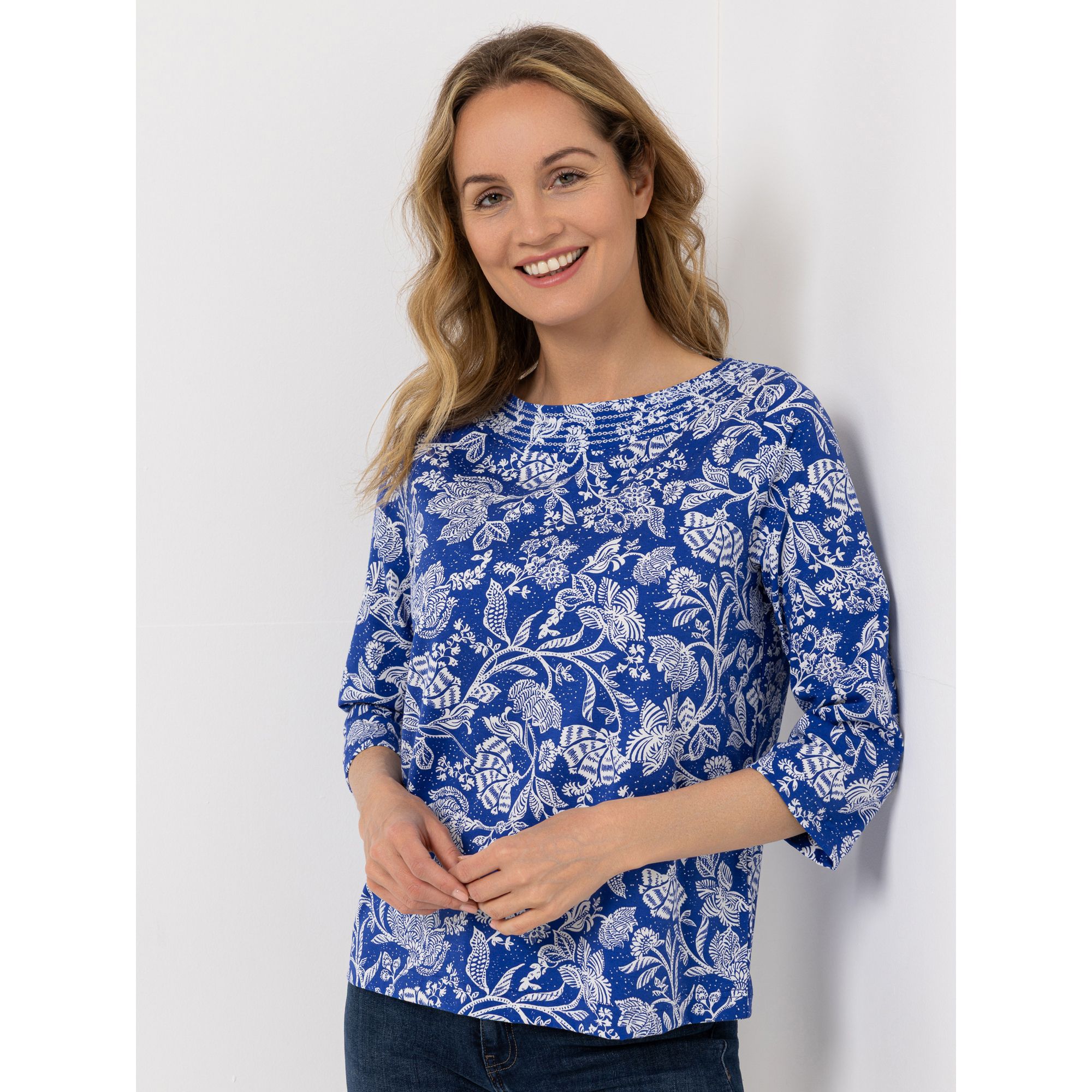 Green Cotton by Peter Hahn Shirt, 3/4 Arm Style Maja Rundhalsausschnitt