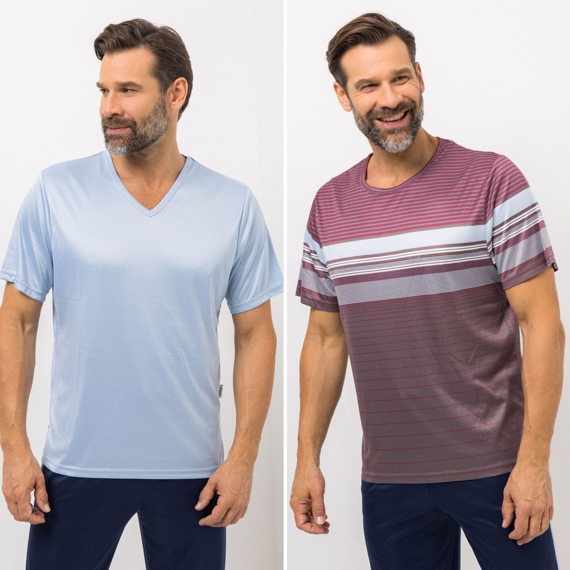 MEN'S TOUCH 2 Shirts, 1/2-Arm Mikrofaser Ausschnittvariationen mit Seitenschlitzen