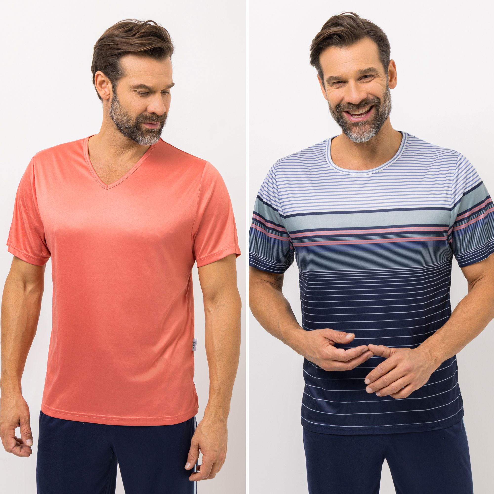 MEN'S TOUCH 2 Shirts, 1/2-Arm Mikrofaser Ausschnittvariationen mit Seitenschlitzen