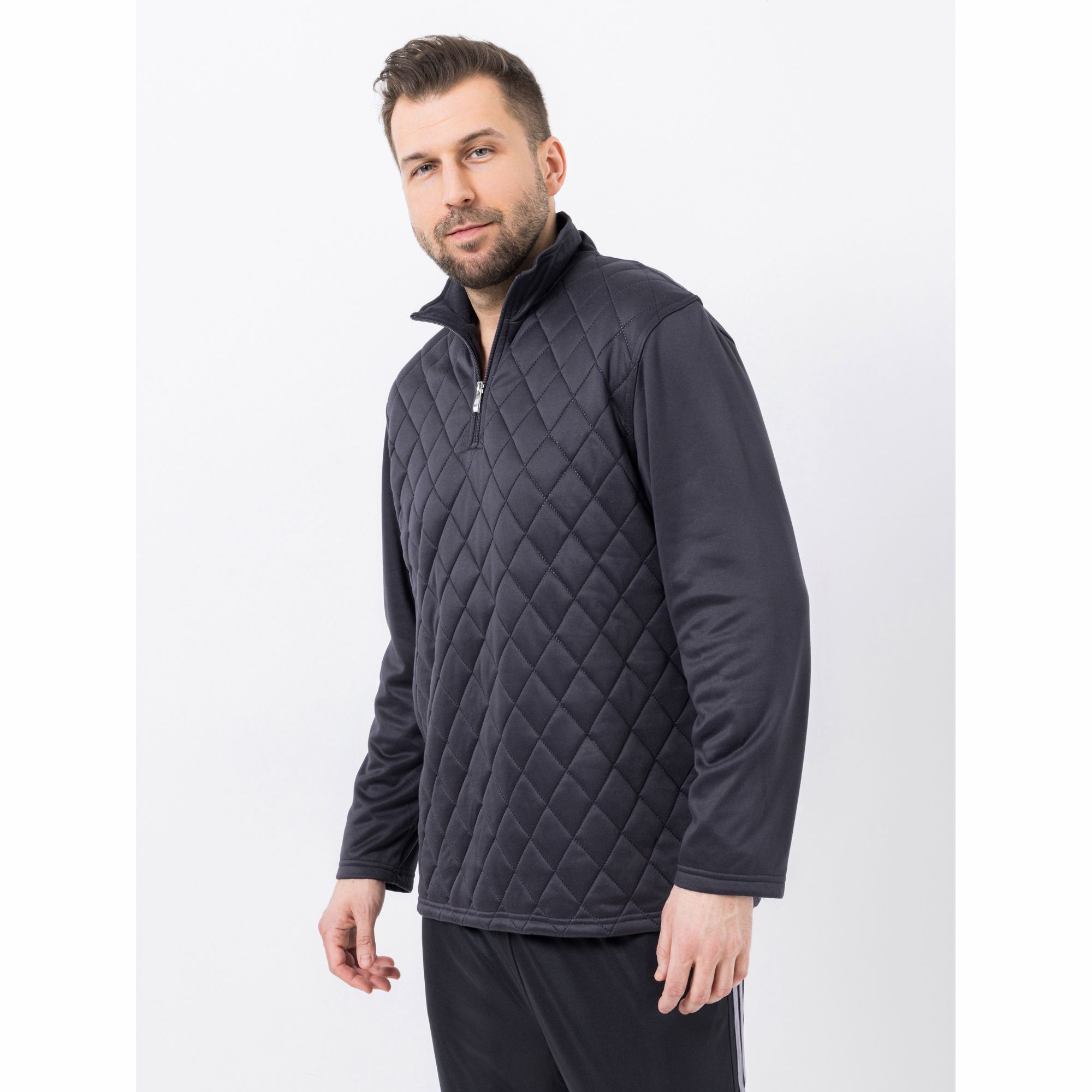 MEN'S TOUCH Troyer, 1/1-Arm Mikrofaser Stehkragen mit Reißverschluss