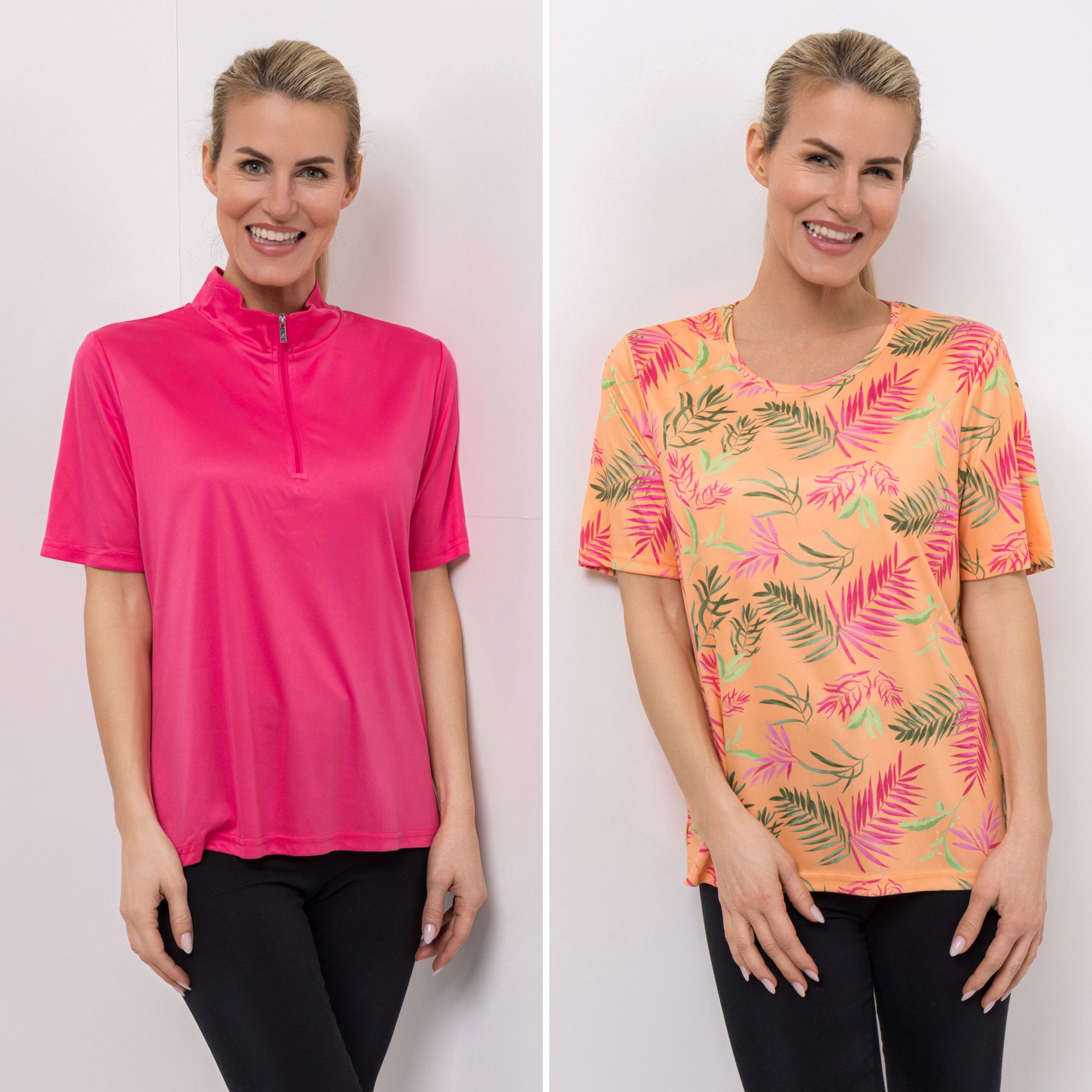 JERYMOOD HOMEWEAR 2 Shirts, 1/2-Arm 1x Kragen mit Zipper 1x Rundhalsausschnitt leger weit