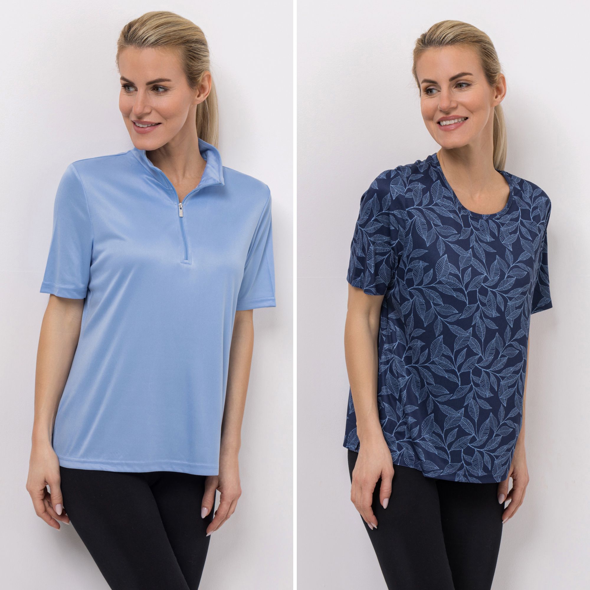 JERYMOOD HOMEWEAR 2 Shirts, 1/2-Arm 1x Kragen mit Zipper 1x Rundhalsausschnitt leger weit