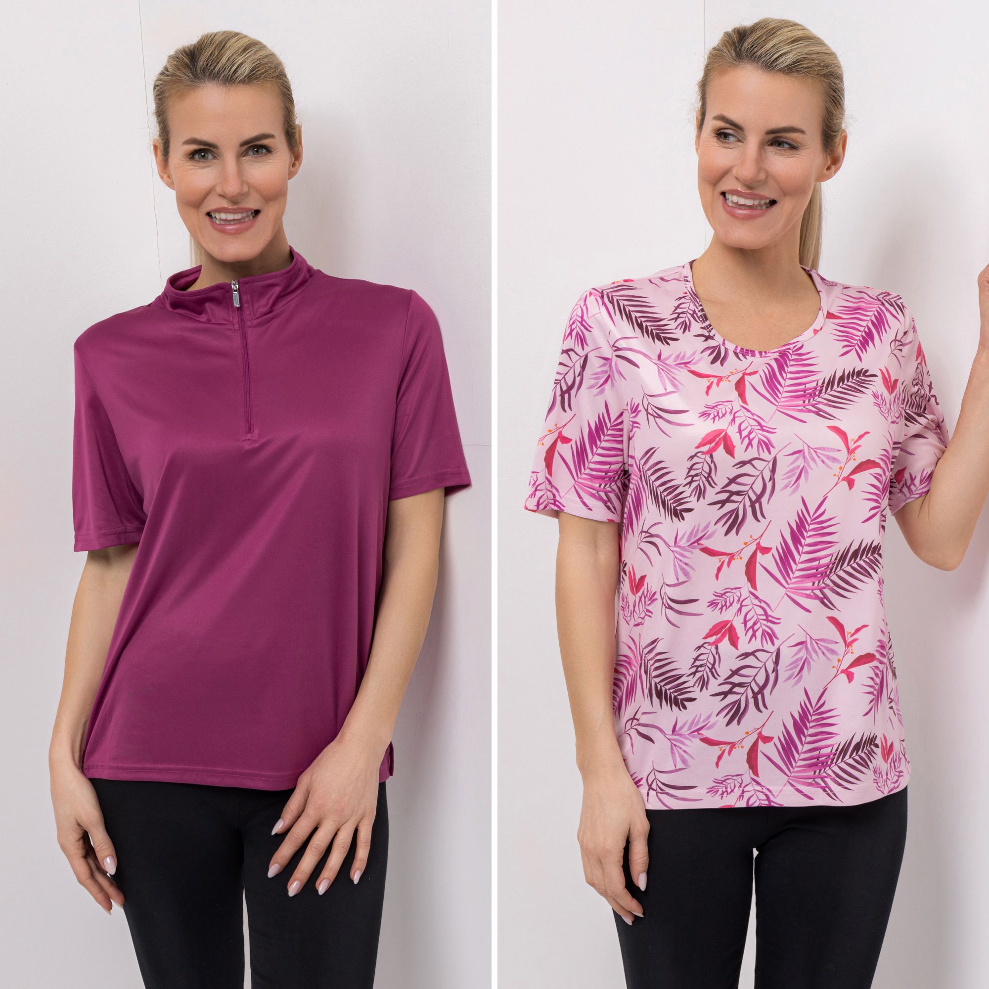 JERYMOOD HOMEWEAR 2 Shirts, 1/2-Arm 1x Kragen mit Zipper 1x Rundhalsausschnitt leger weit