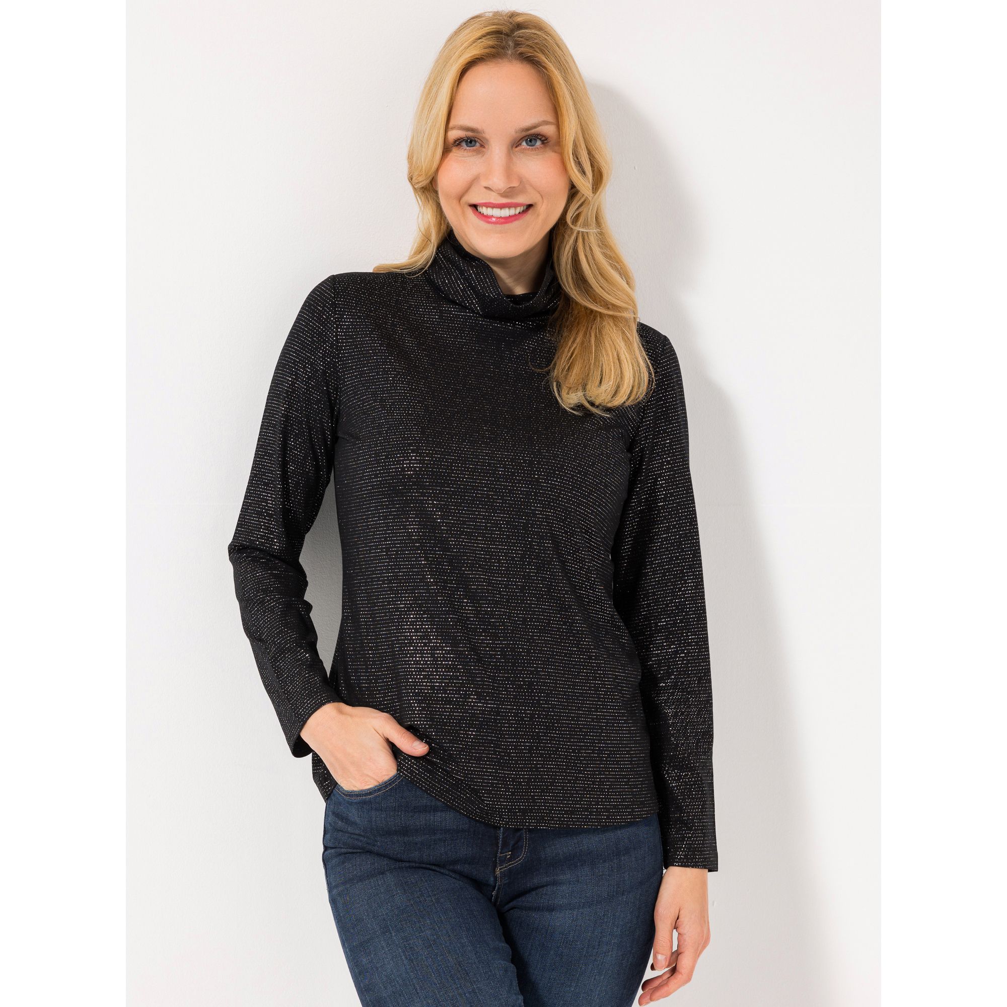 VIA MILANO Shirt, 1/1-Arm Rollkragen Foliendruck figurumspielend