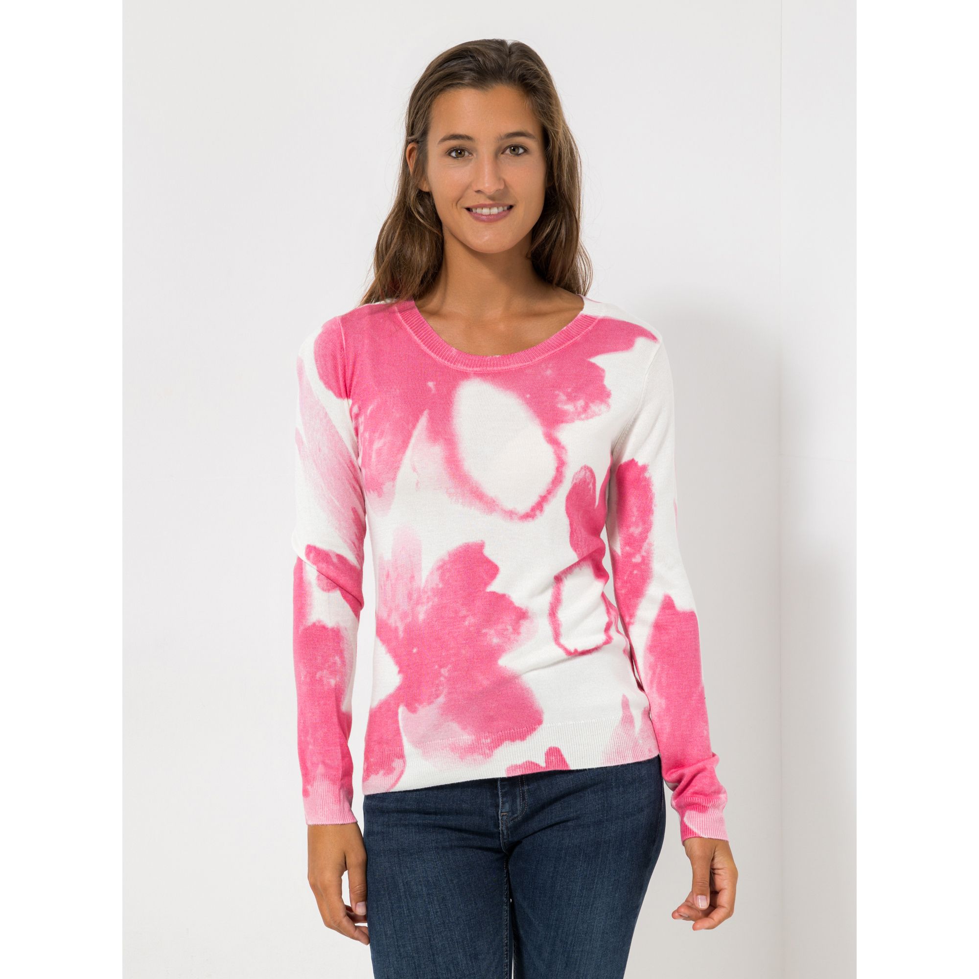 CASHMASOFT Pullover, 1/1-Arm Cashmeregriff Rundhalsausschnitt Allover-Print