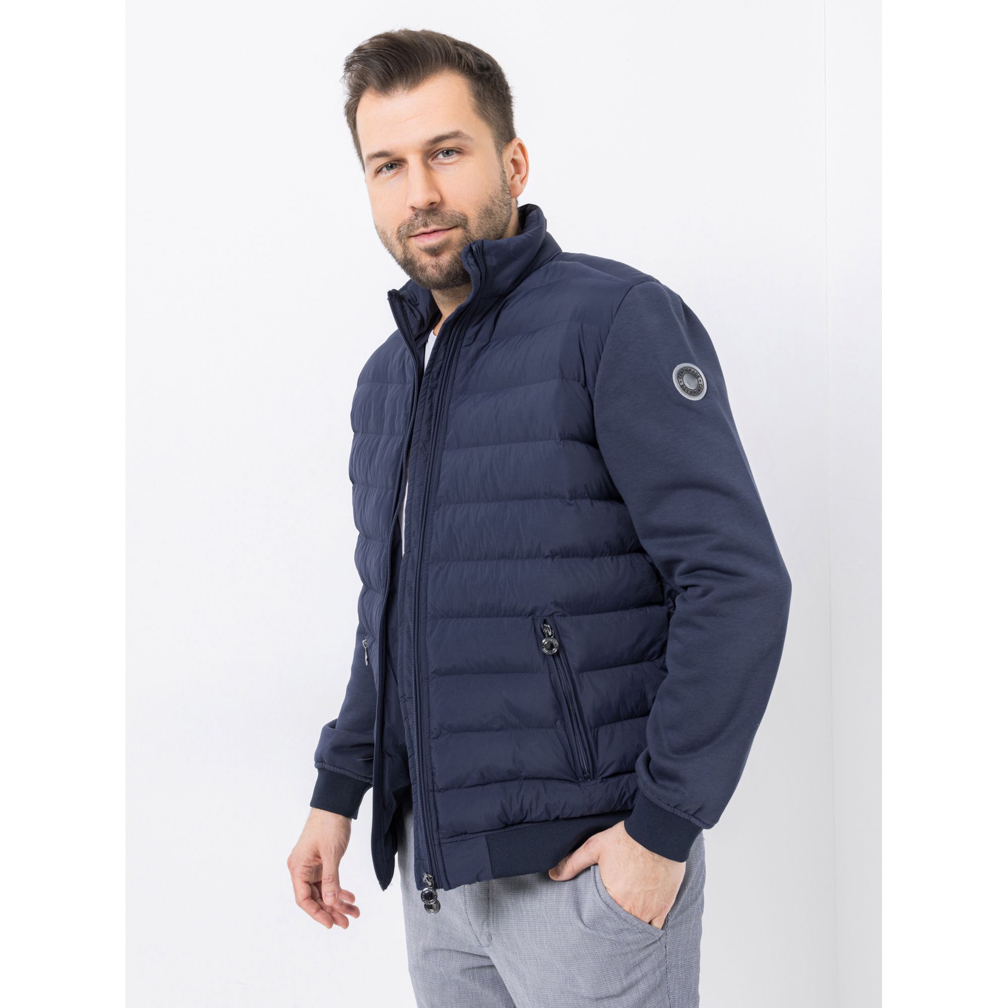 CENTIGRADE Herren Steppjacke Stehkragen Reißverschlusstaschen reguläre Passform