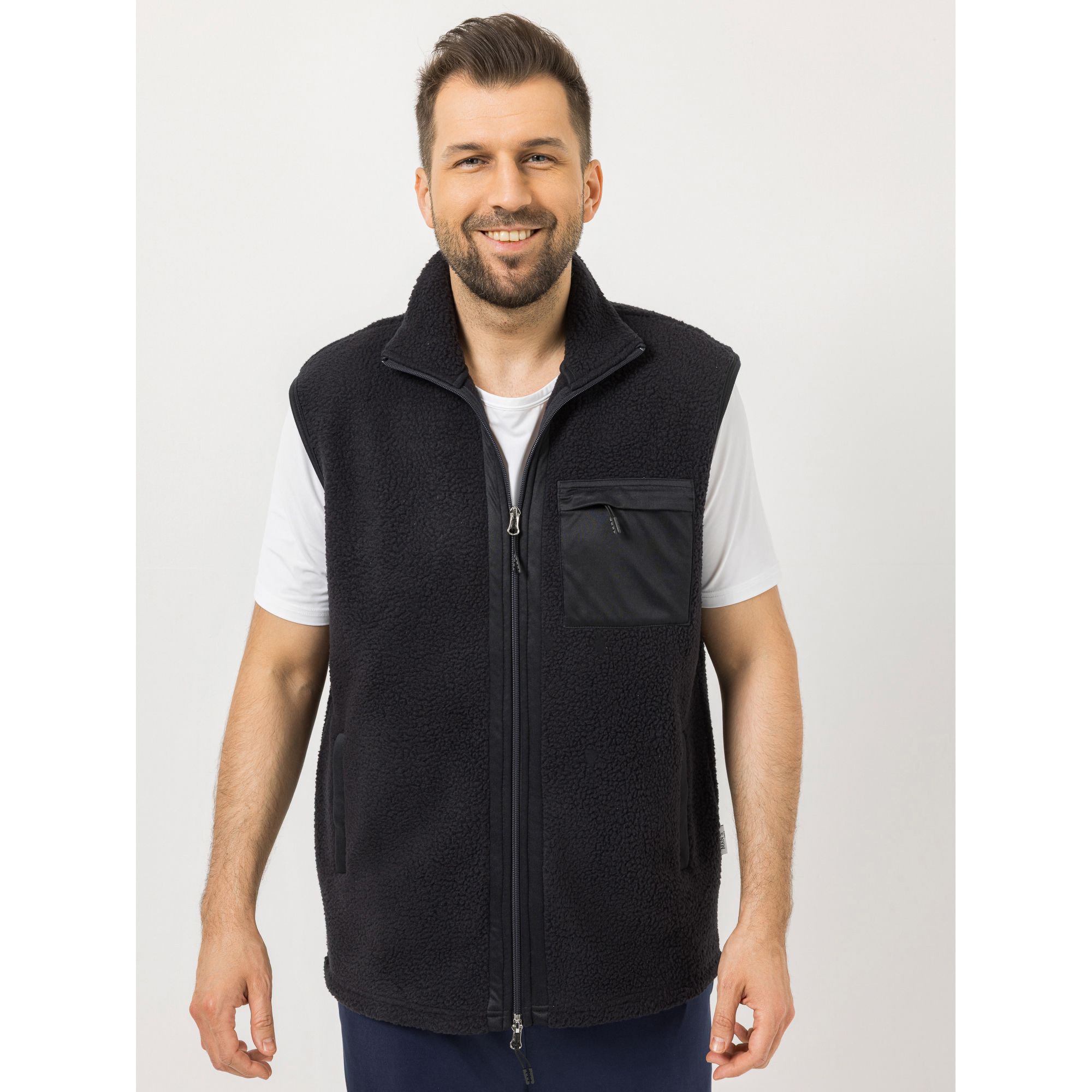 MEN'S TOUCH Weste Brusttasche leichter Stehkragen 2-Wege-Reißverschluss