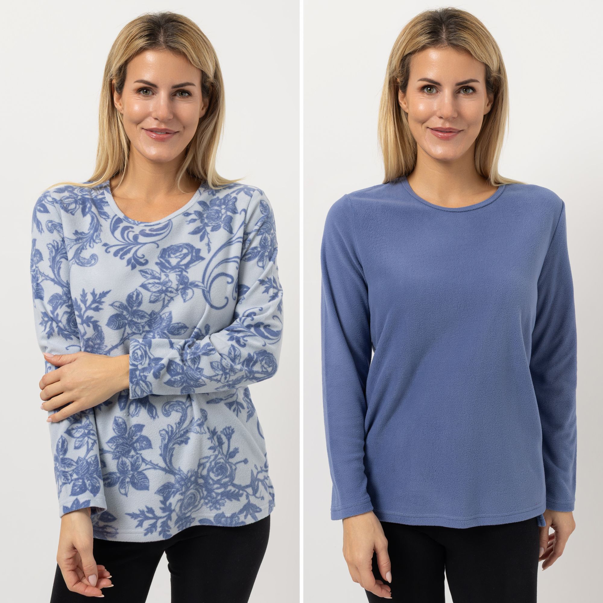 POLARSTERN 2 Shirts Mikrofaser Fleece 1x uni, 1x bedruckt Rundhalsausschnitt