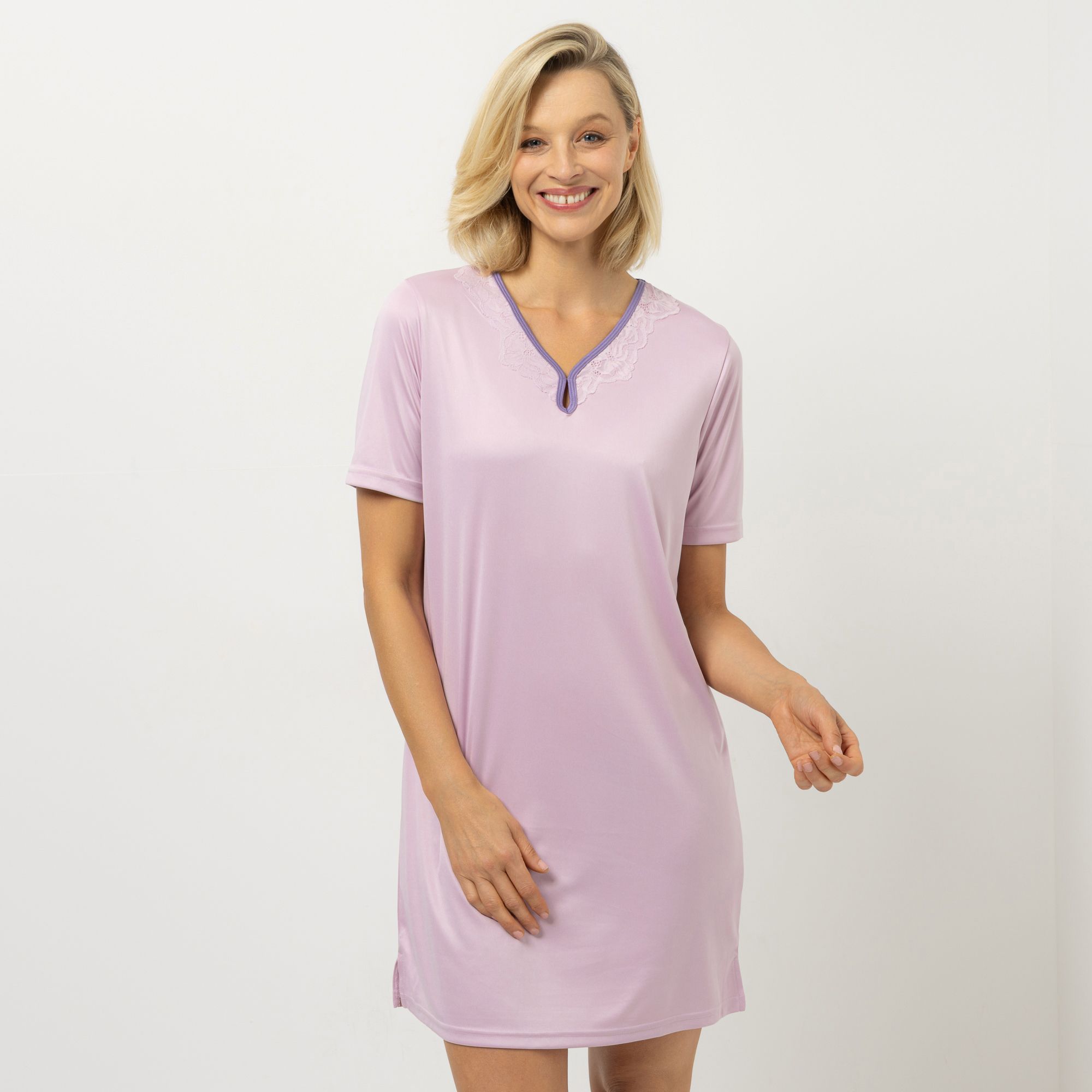 LITTLE ROSE Bigshirt, 1/2-Arm V-Ausschnitt mit Lochdetail und Spitzendetails