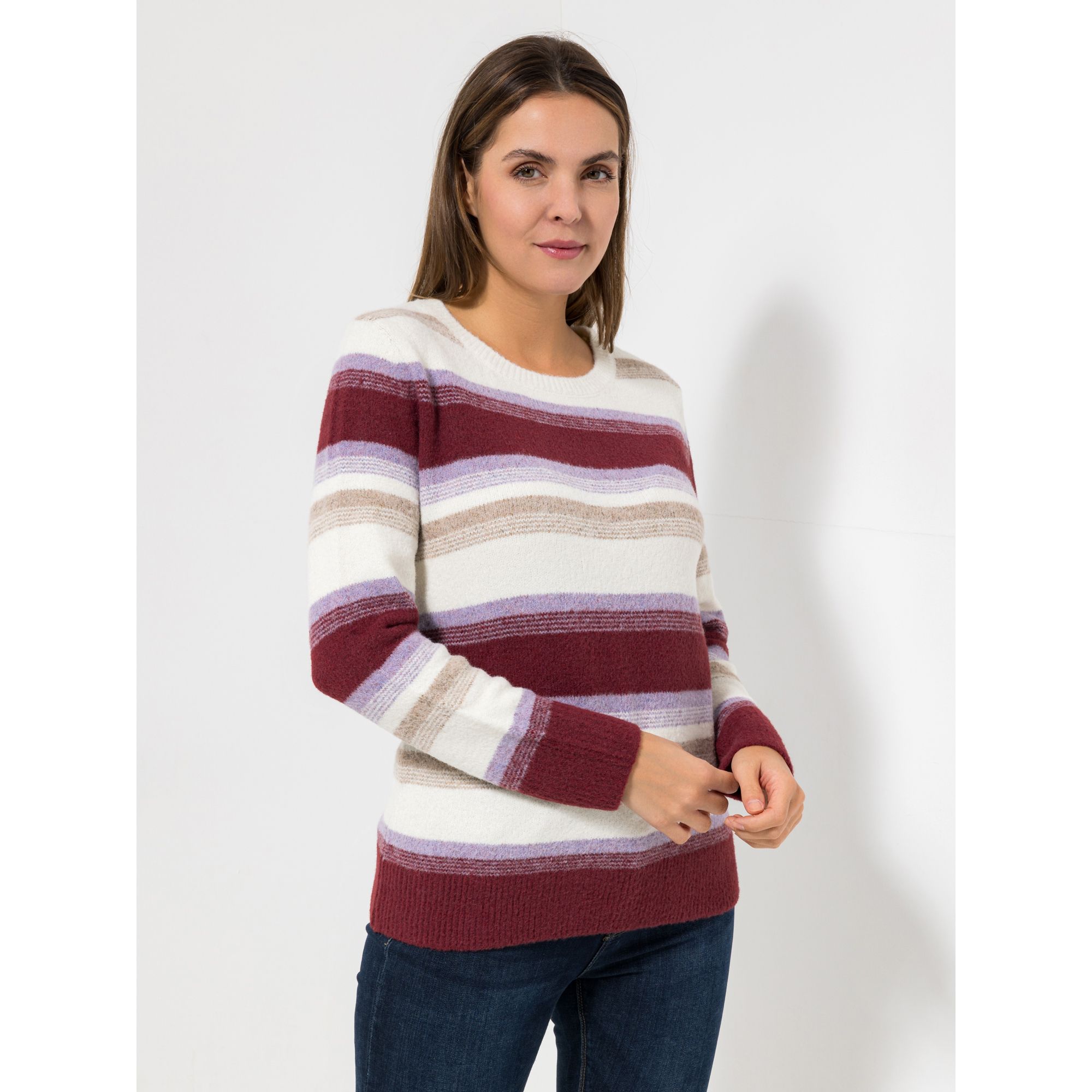 CASHMASOFT Pullover, 1/1-Arm Cashmeregriff Rundhalsausschnitt gestreift