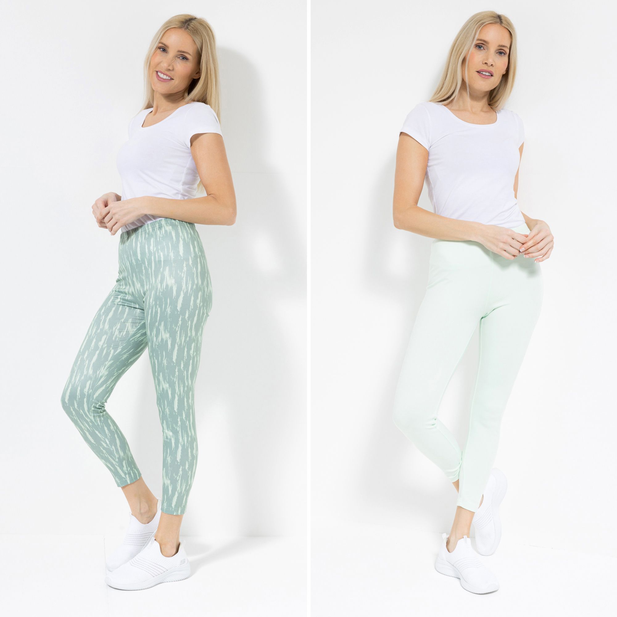 JERYMOOD HOMEWEAR 2 Leggings Mikrofaser Rundumdehnbund 1x uni, 1x bedruckt