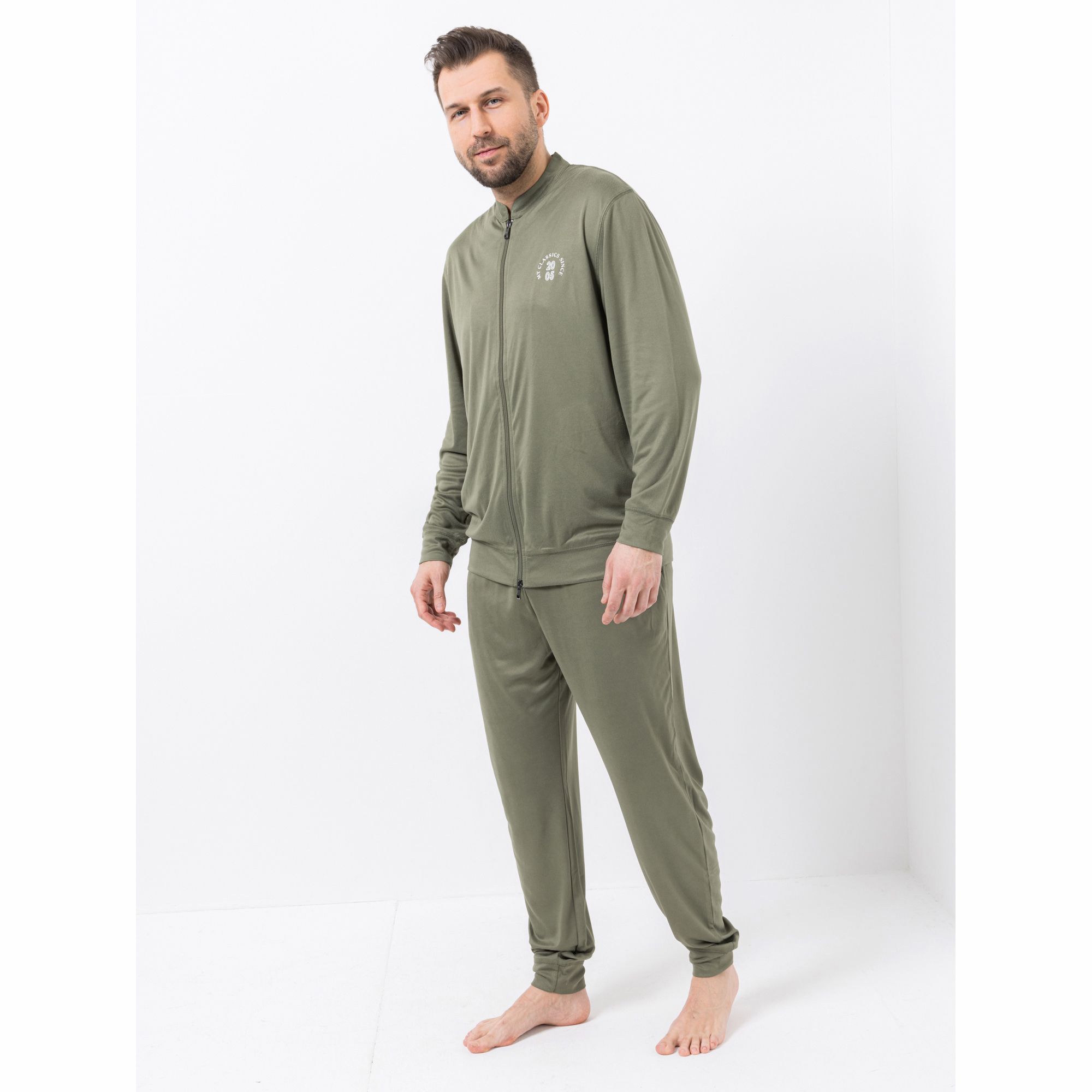 MEN'S TOUCH Hausanzug Mikrofaser Jacke, 1/1-Arm Hose, 1/1-Länge