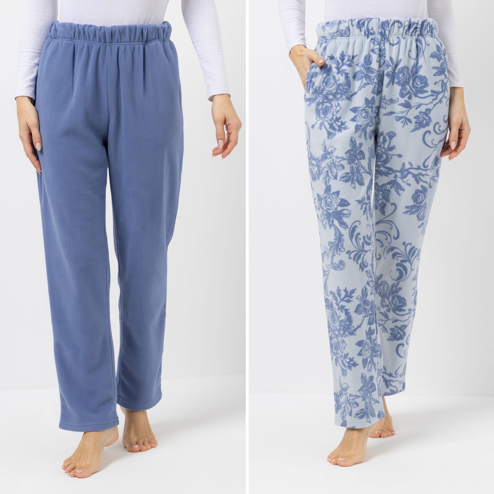 POLARSTERN 2 Hosen Mikrofaser Fleece Rundumdehnbund 1x uni, 1x bedruckt