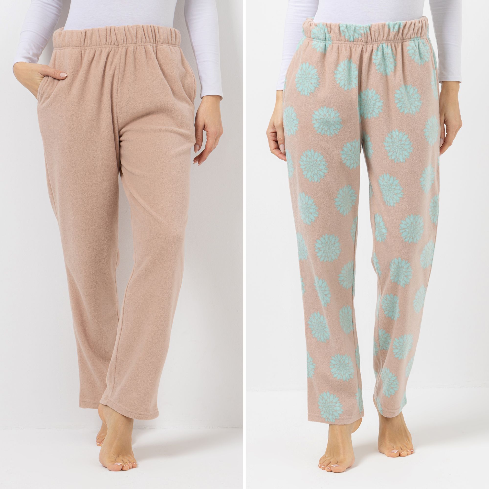 POLARSTERN 2 Hosen Mikrofaser Fleece Rundumdehnbund 1x uni, 1x bedruckt