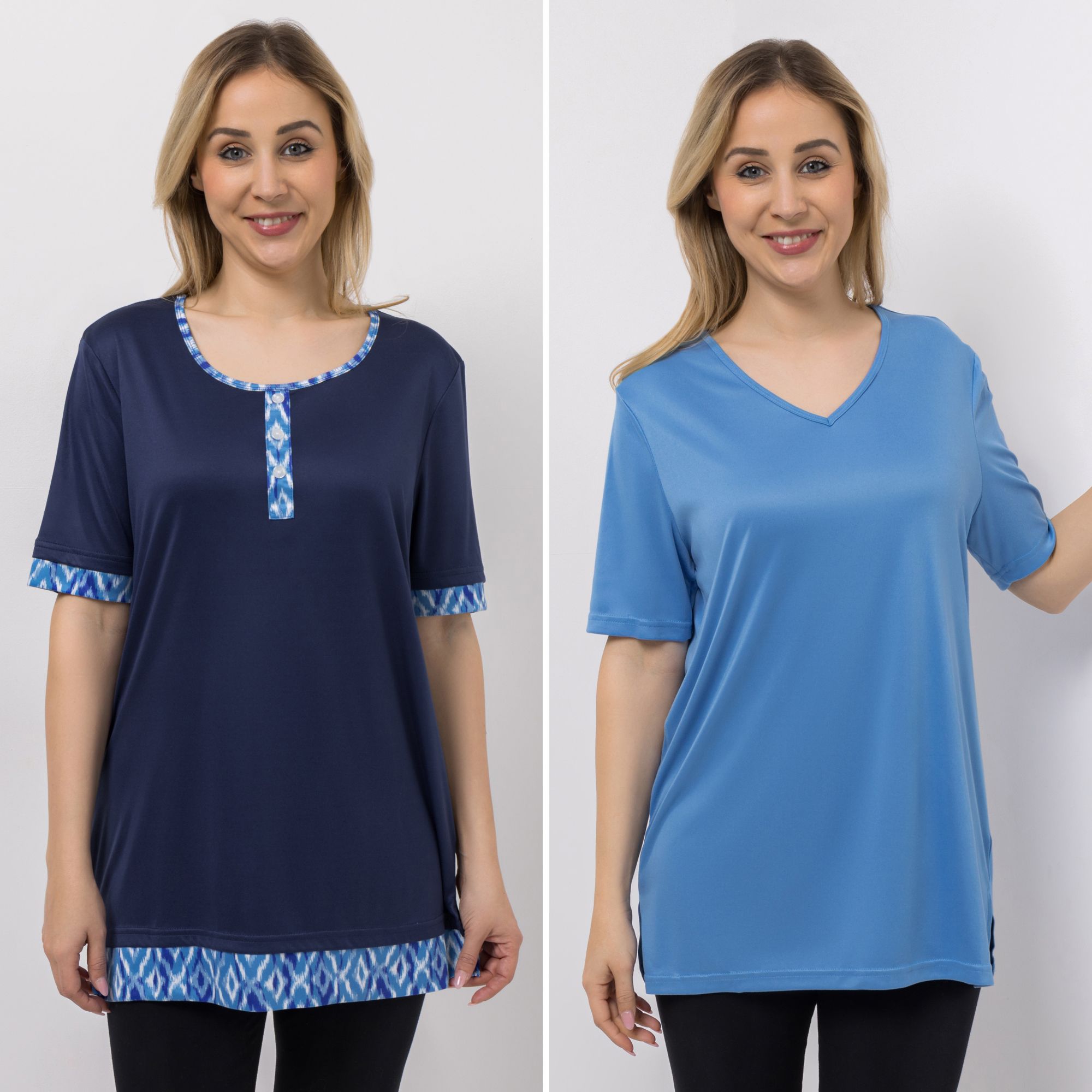 JERYMOOD HOMEWEAR 2 Longshirts, 1/2-Arm Mikrofaser Seitenschlitze leger weit