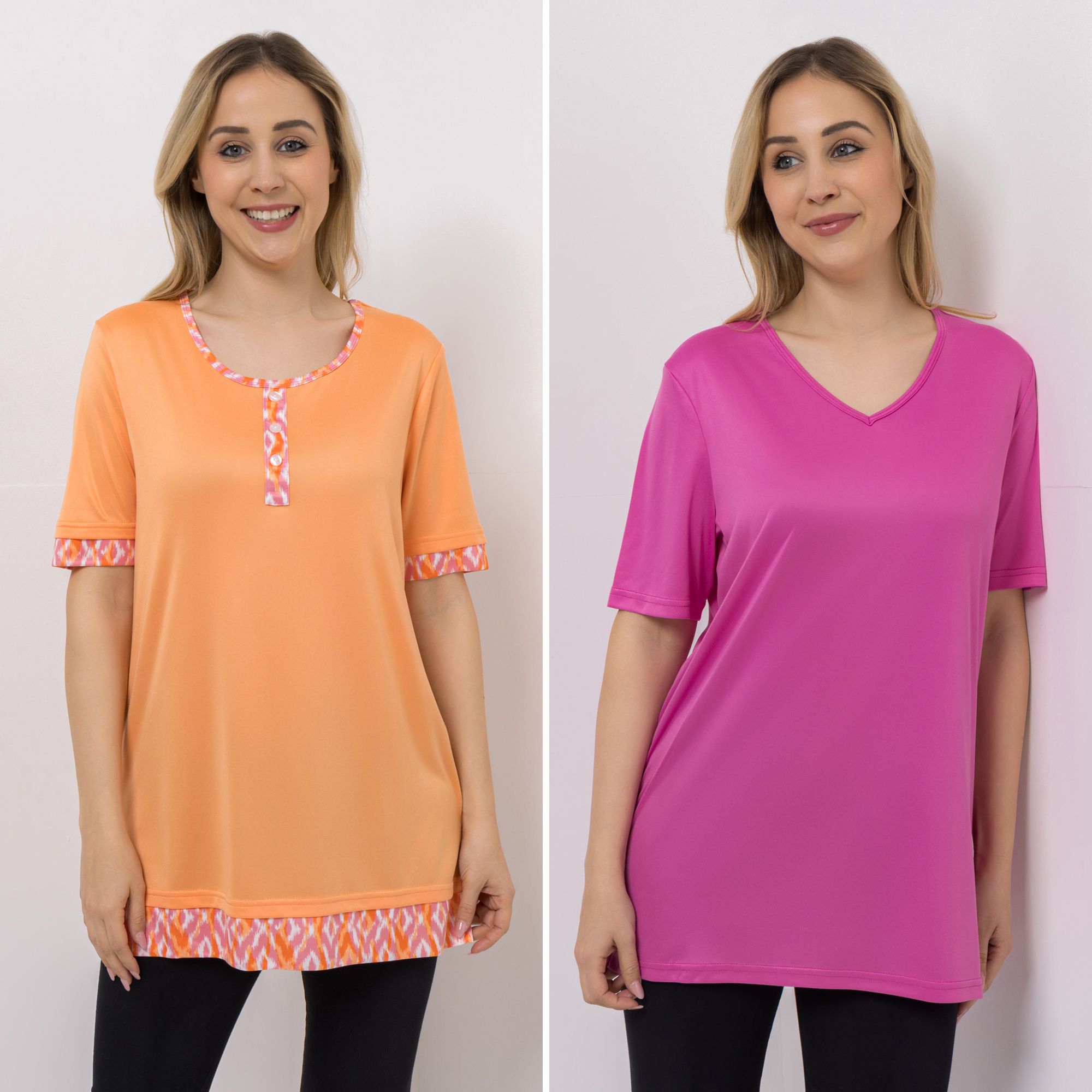 JERYMOOD HOMEWEAR 2 Longshirts, 1/2-Arm Mikrofaser Seitenschlitze leger weit