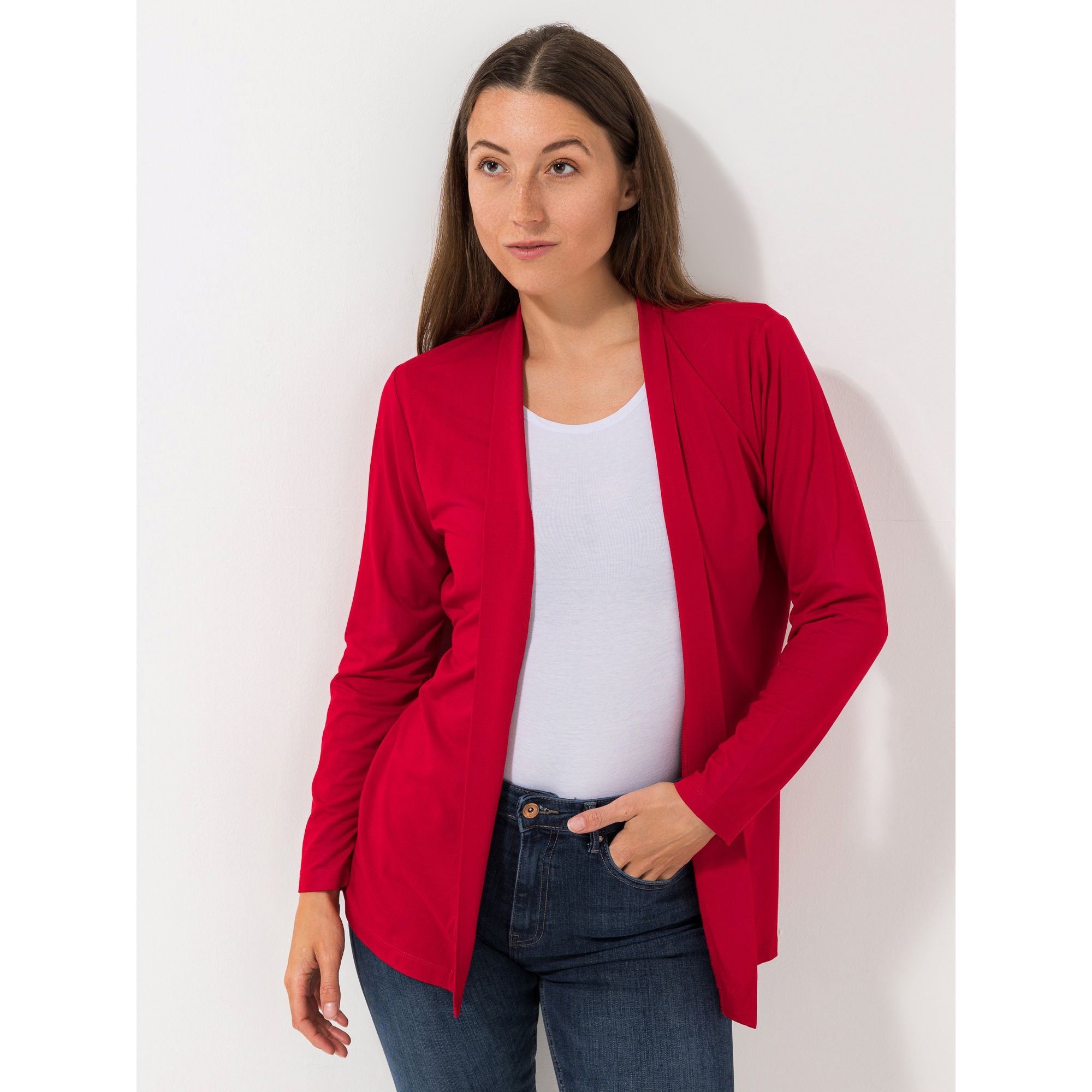 DENIM & CO. Longcardigan 1/1-Arm offene Form figurumspielend