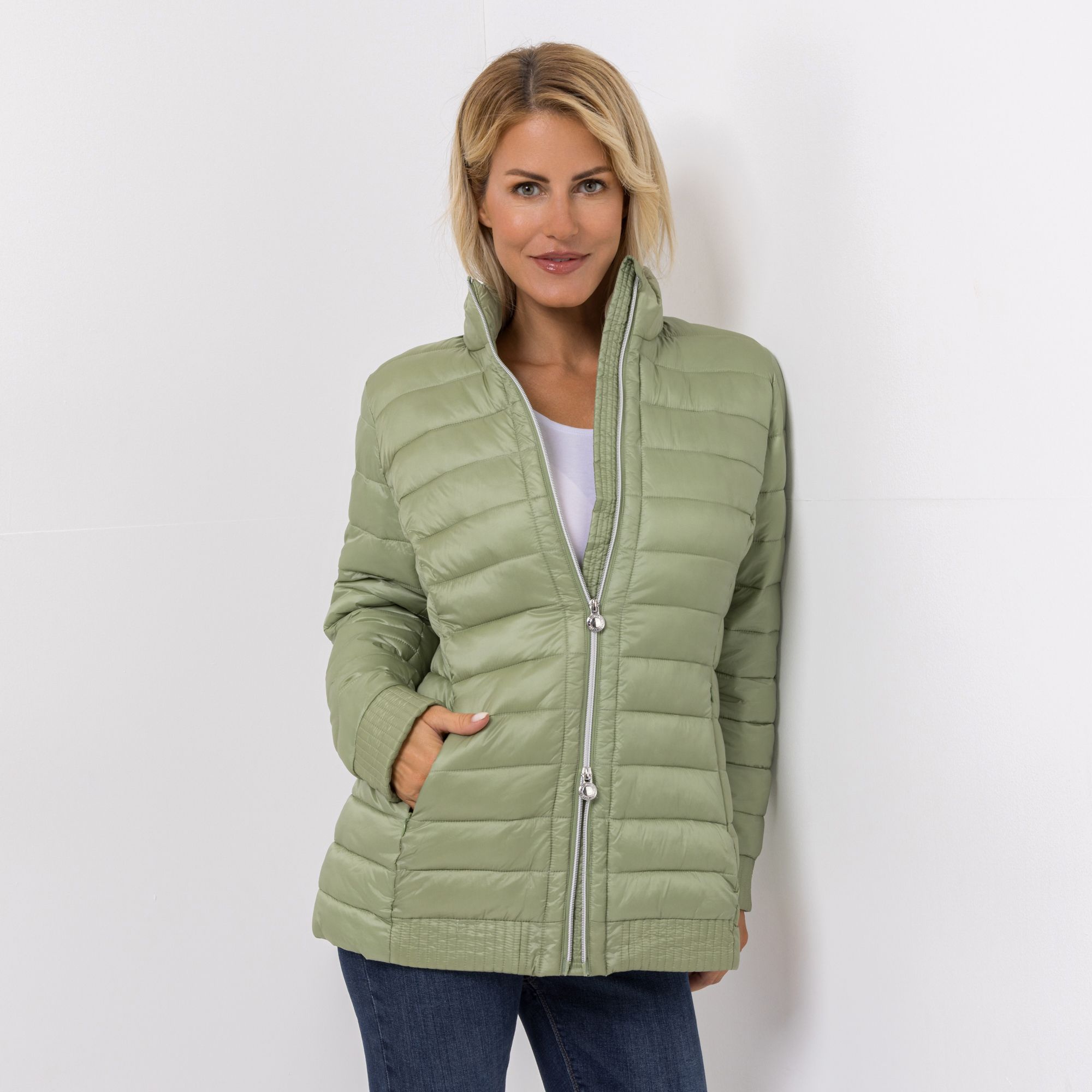 CENTIGRADE Steppjacke Stehkragen 2-Wege-Reißverschluss Reißverschlusstaschen