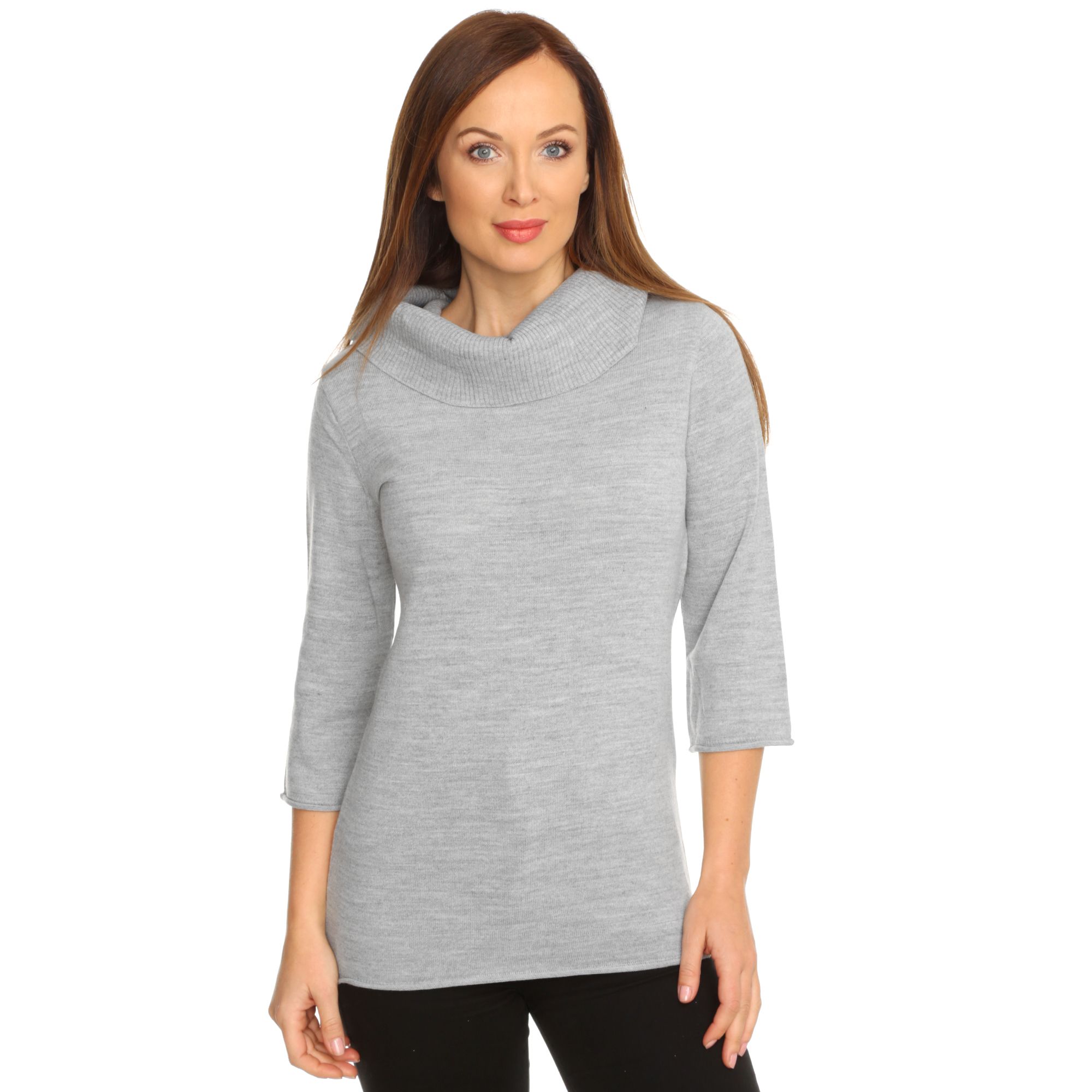 THE JETSETTERS Pullover 3/4Arm hüftlang weiter Rollkragen QVC.de