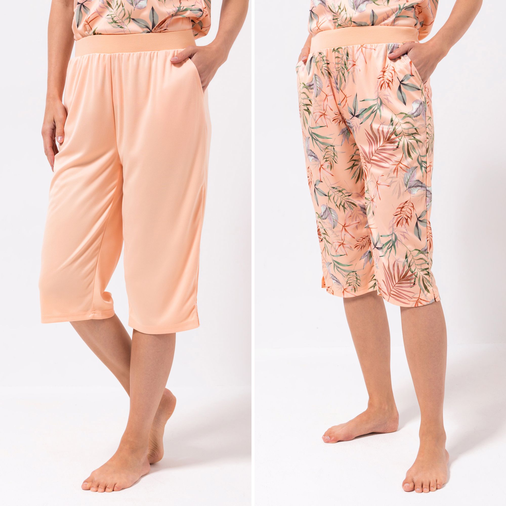 JERYMOOD HOMEWEAR 2 Caprihosen Mikrofaser 1x uni 1x bedruckt