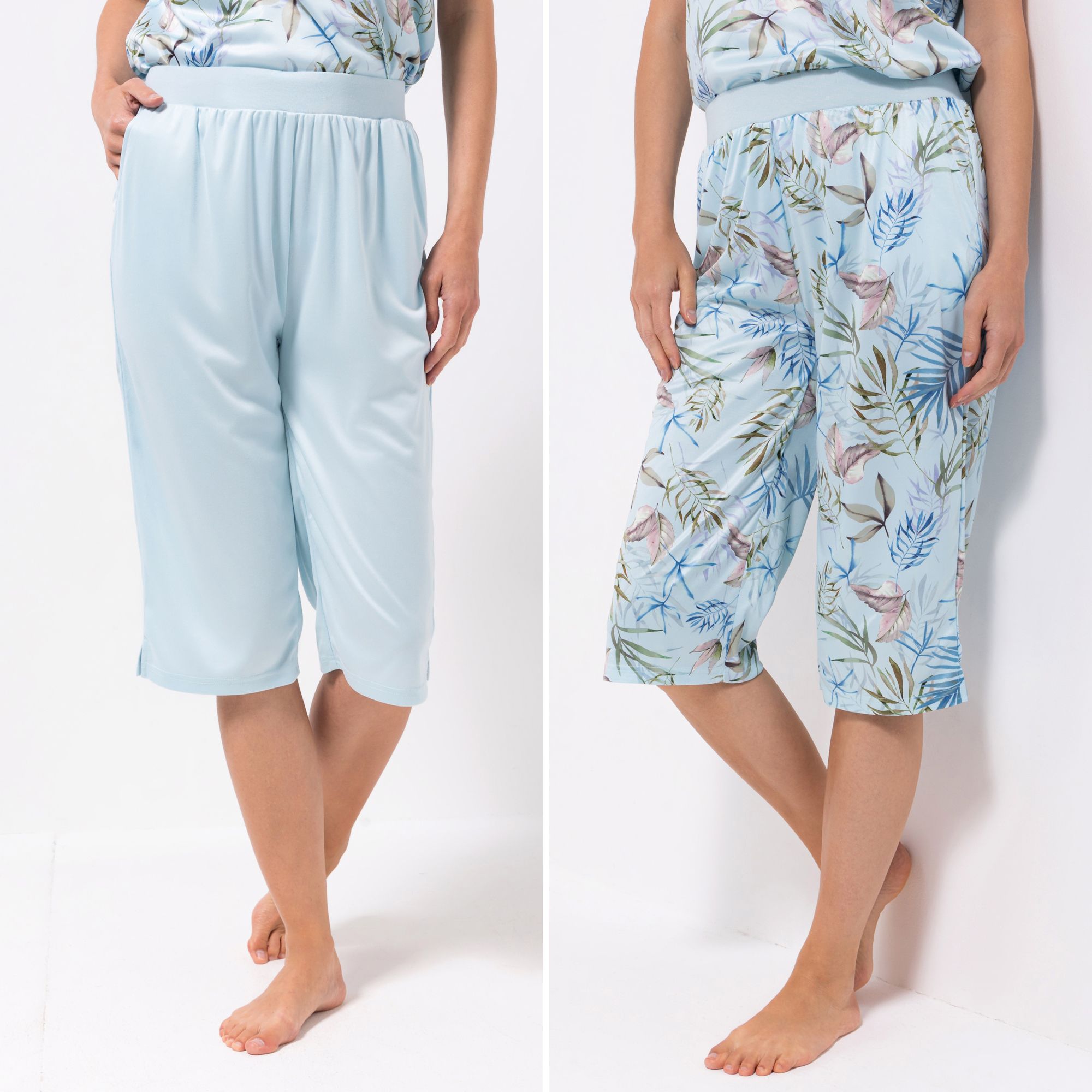 JERYMOOD HOMEWEAR 2 Caprihosen Mikrofaser 1x uni 1x bedruckt