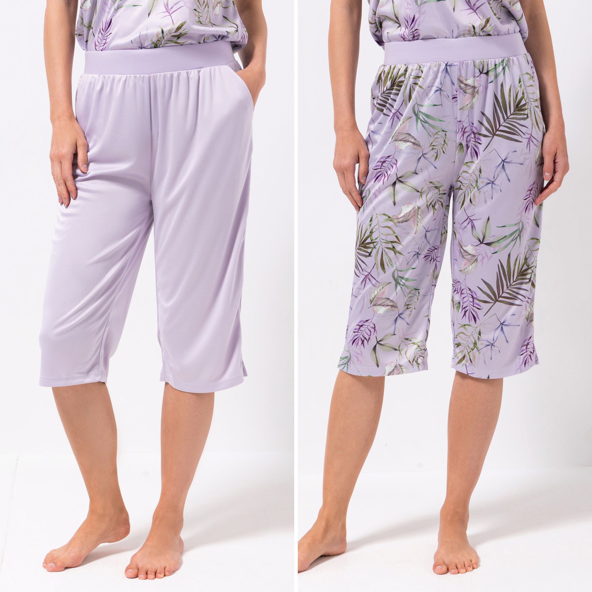 JERYMOOD HOMEWEAR 2 Caprihosen Mikrofaser 1x uni 1x bedruckt