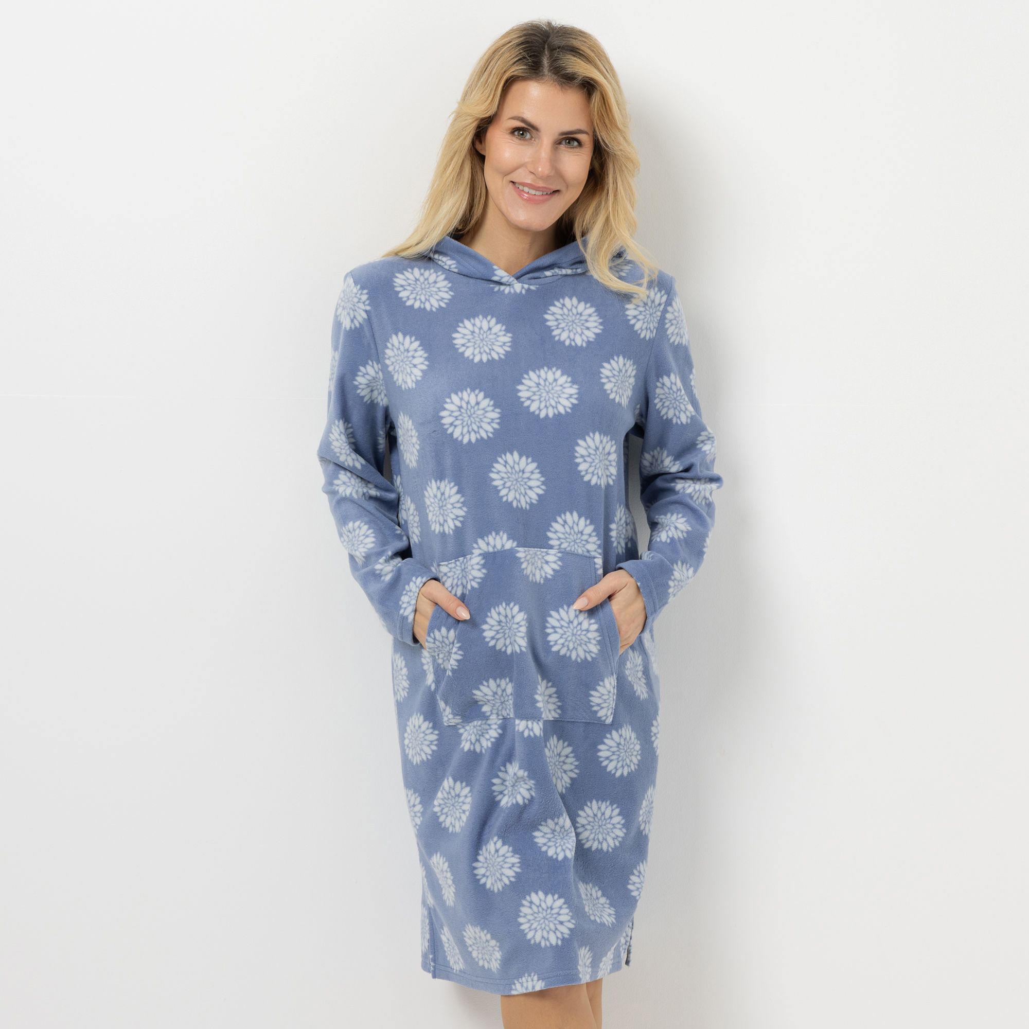 POLARSTERN Pulloverkleid Mikrofaser Fleece Kängurutasche 100 cm