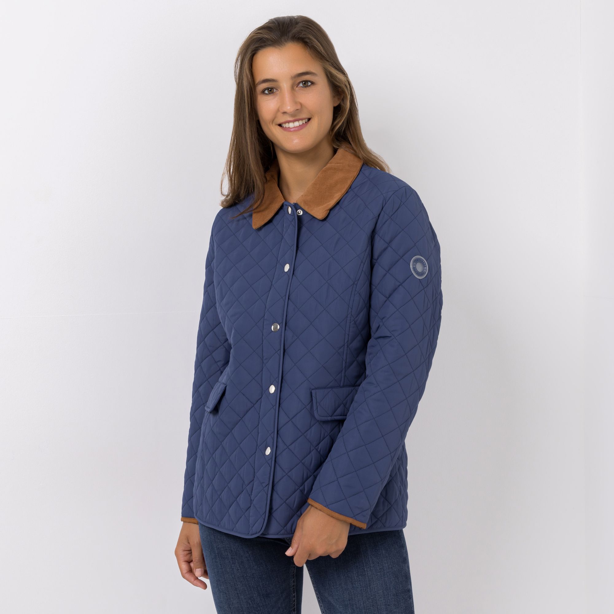 CENTIGRADE Steppjacke Umlegekragen mit Cord 2-Wege-Reißverschluss Steppdesign