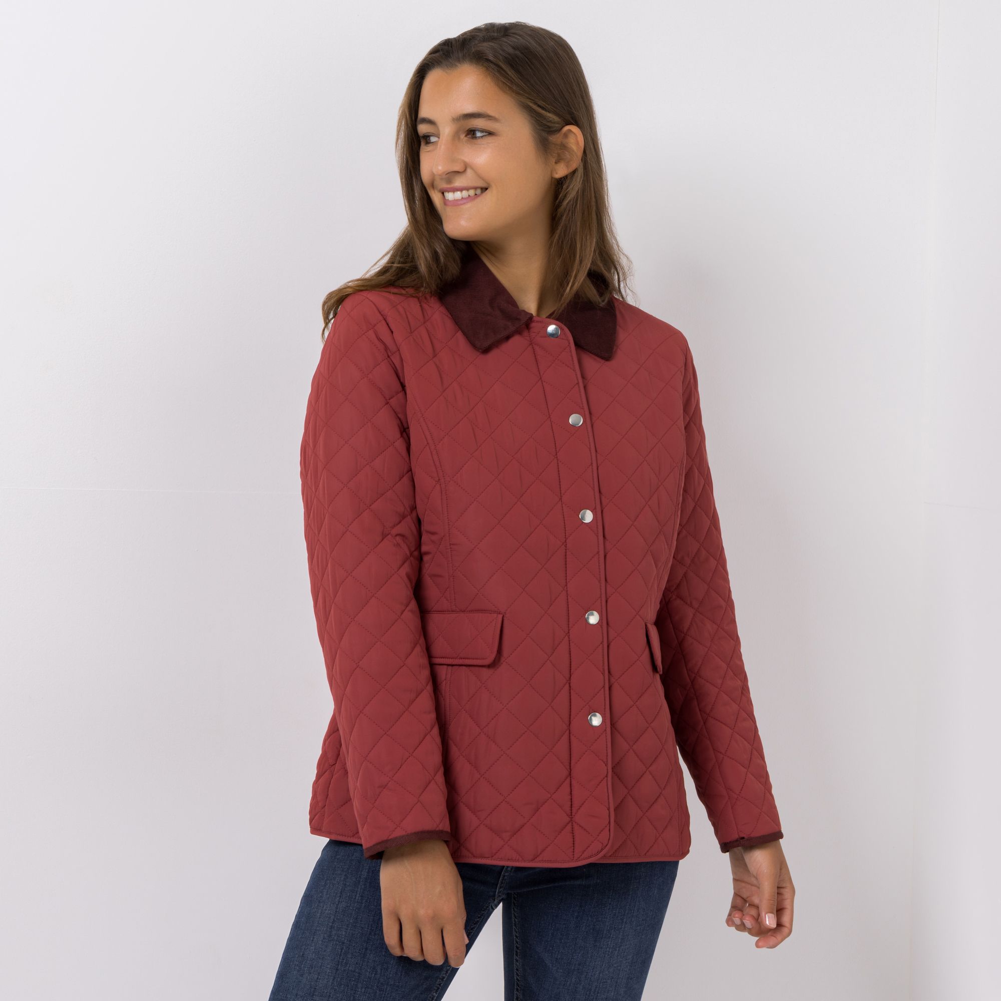 CENTIGRADE Steppjacke Umlegekragen mit Cord 2-Wege-Reißverschluss Steppdesign