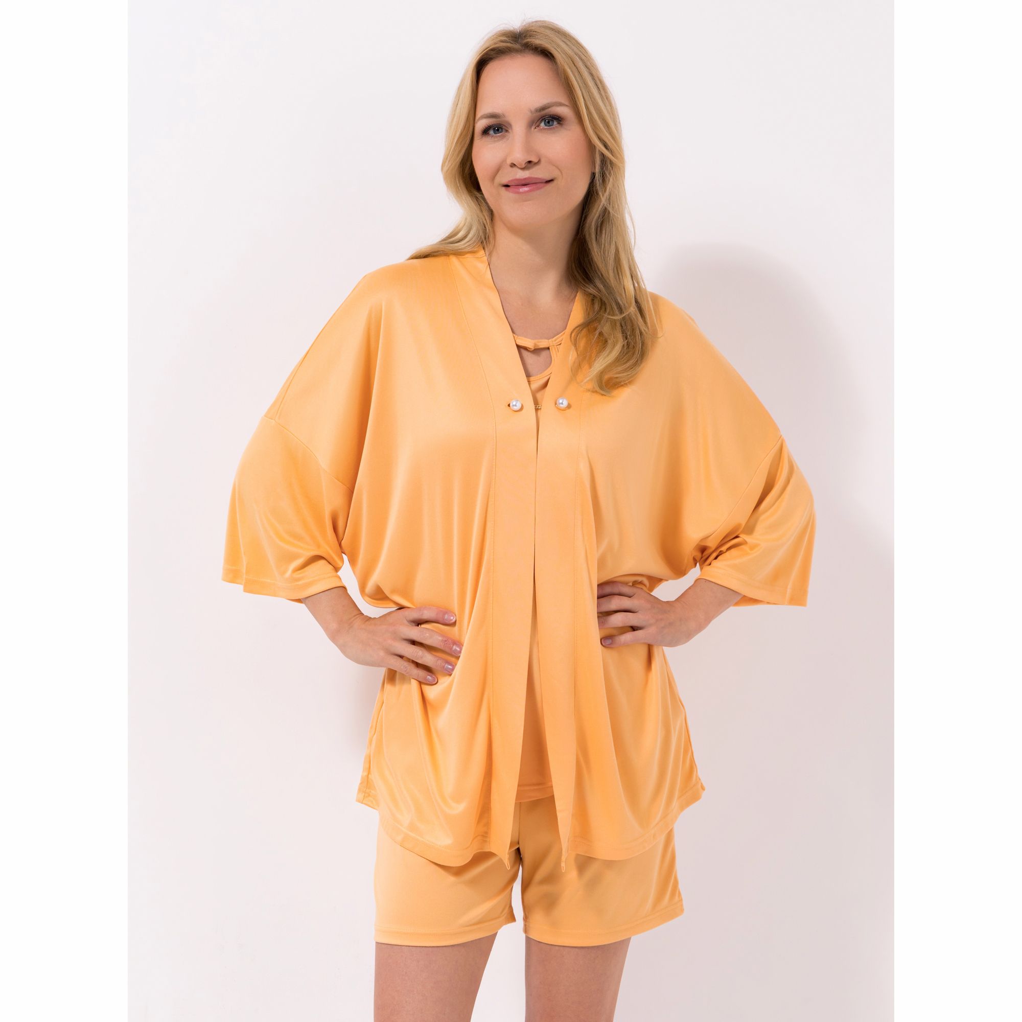 JERYMOOD HOMEWEAR Cardigan,1/2 Arm Mikrofaser figurumspielend uni