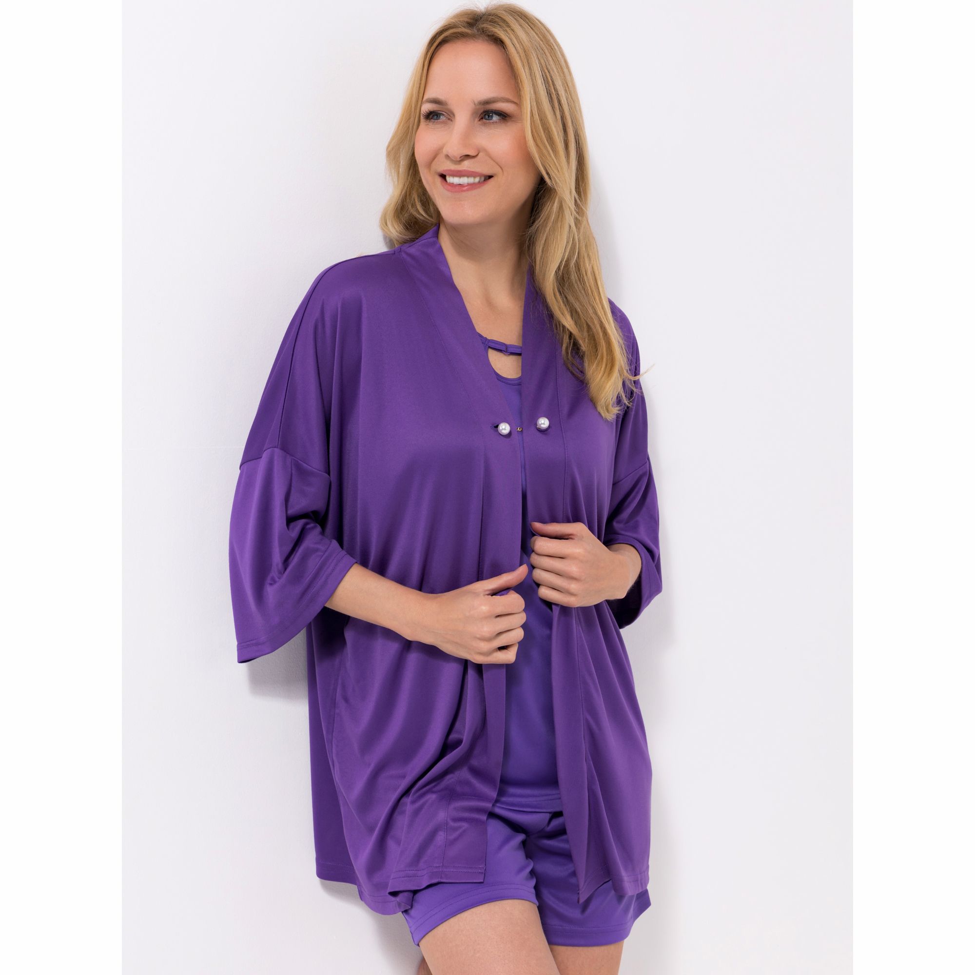 JERYMOOD HOMEWEAR Cardigan,1/2 Arm Mikrofaser figurumspielend uni