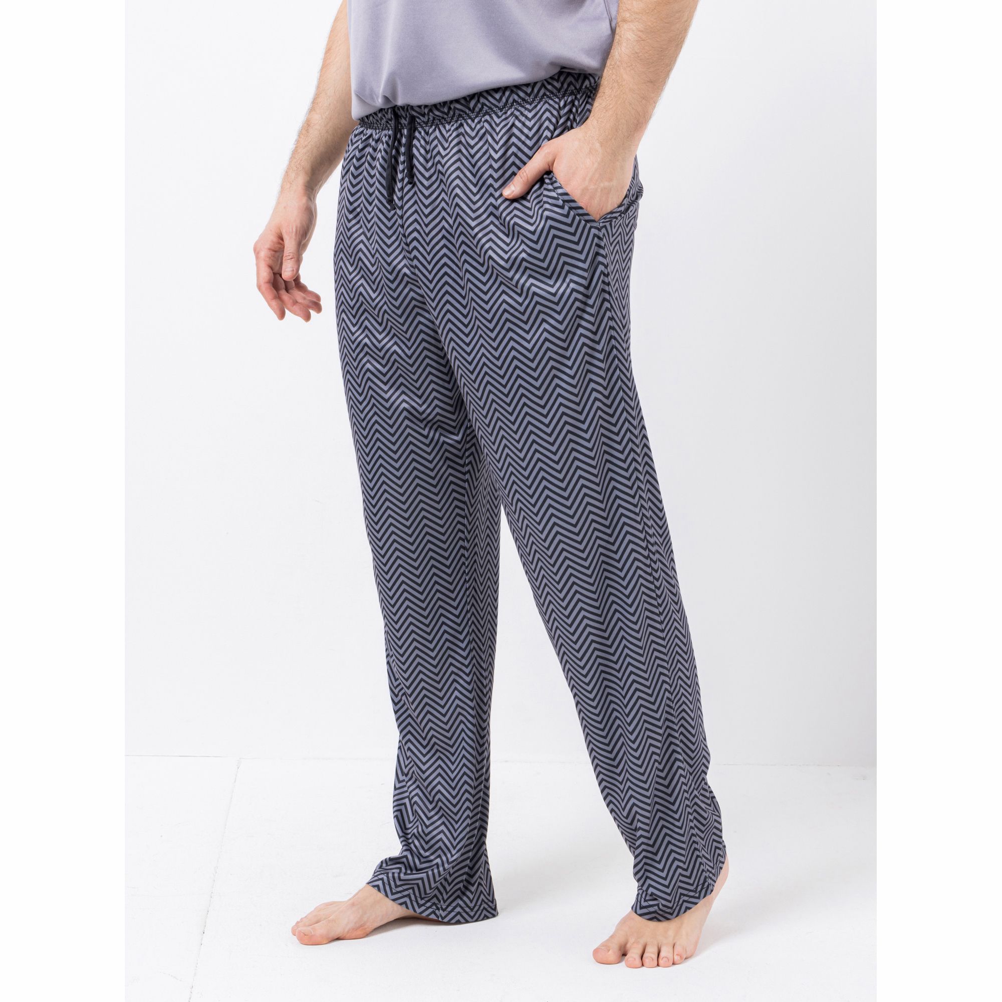 MEN'S TOUCH Pyjama Hose Mikrofaser Seitentaschen mit Kordelzug
