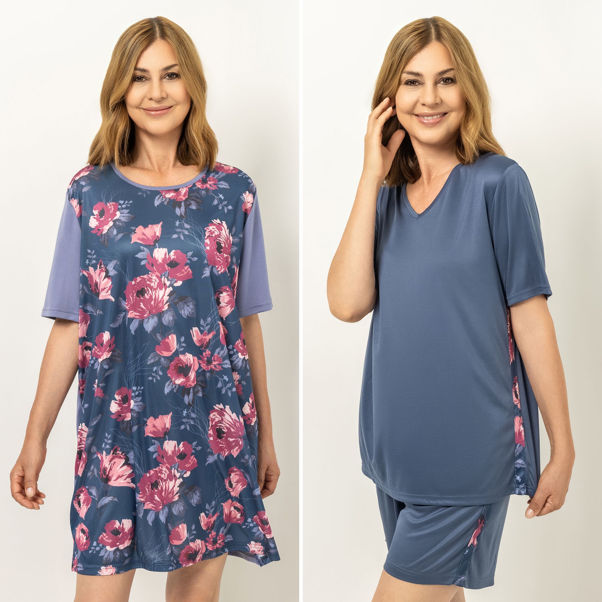 LITTLE ROSE Pyjama-Set Bigshirt, 1/2-Arm Shorty Rundumdehnbund