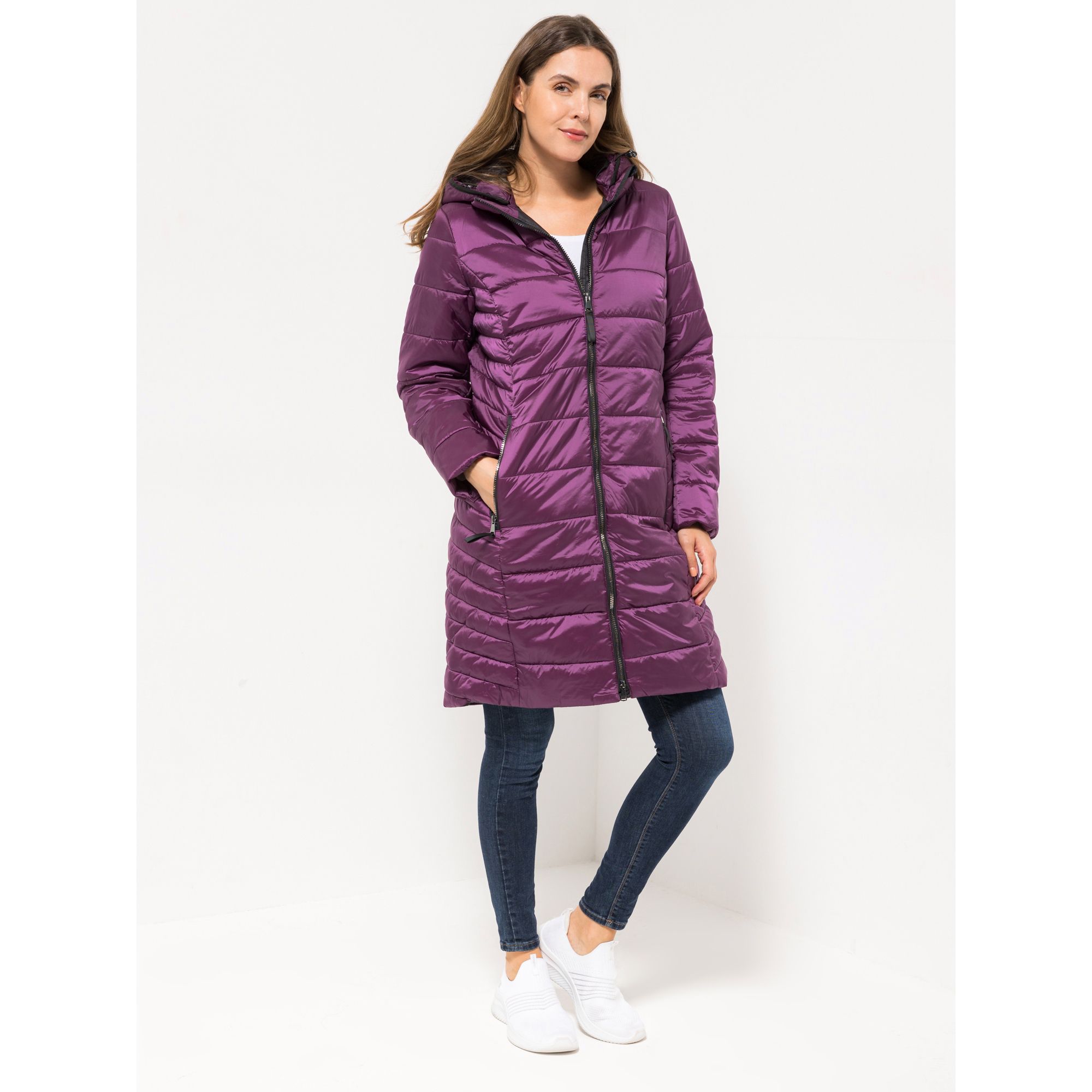 CENTIGRADE Steppmantel 2-Wege-Zipper Stehkragen abnehmbare Kapuze