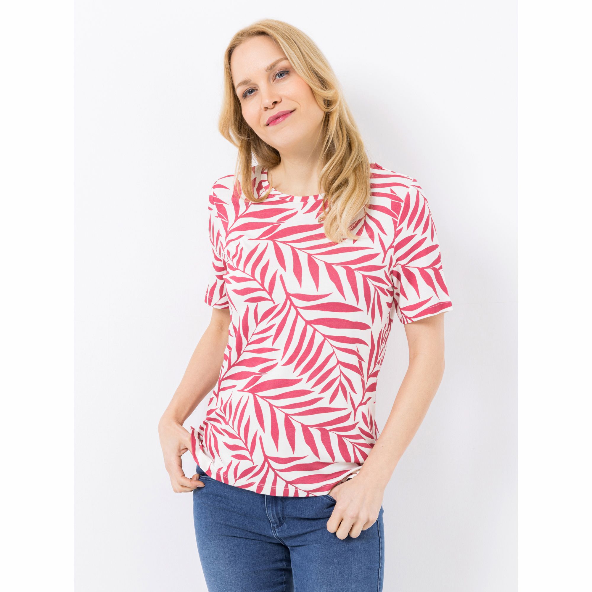 DENIM & CO. Shirt, 1/2-Arm Rundhalsausschnitt Seitenschlitze mit ECOVERO Viskose