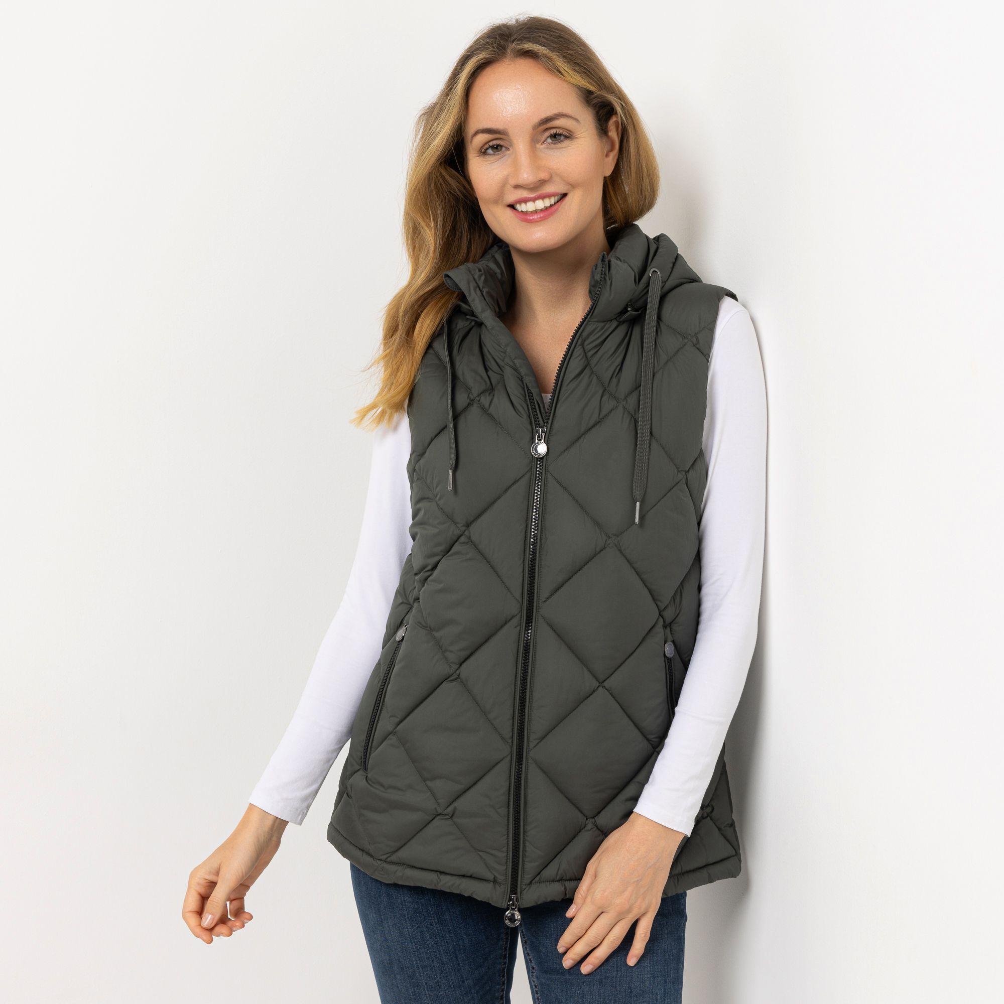 CENTIGRADE Steppweste abnehmbare Kapuze 2-Wege-Reißverschluss Reißverschlusstaschen