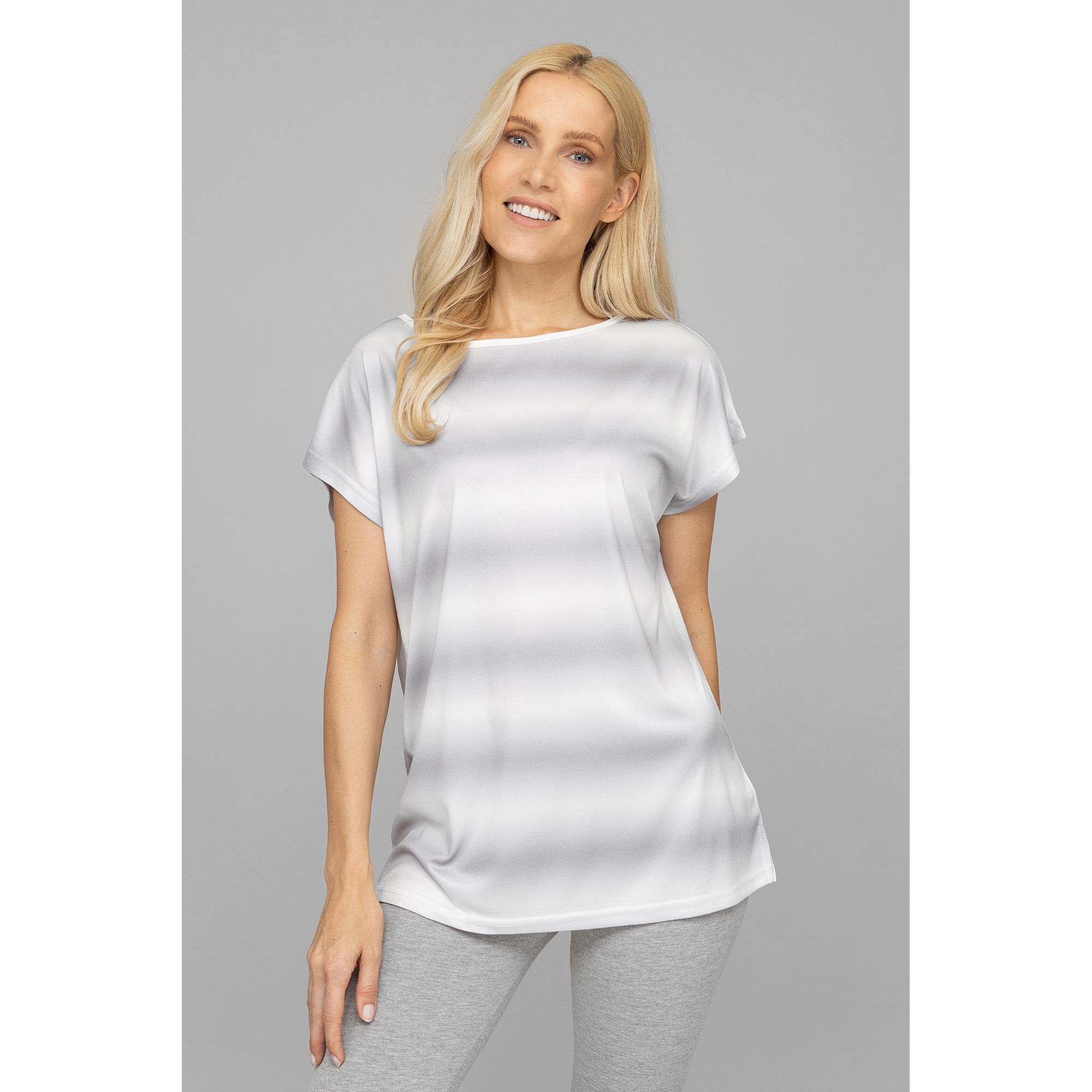 JERYMOOD HOMEWEAR Shirt, 1/4-Arm Mikrofaser U-Boot-Ausschnitt Allover-Druck