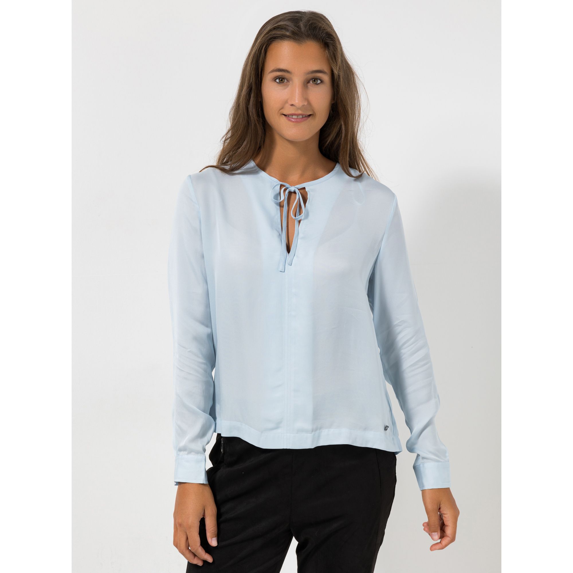 BASLER® Bluse, 1/1-Arm Rundhalsausschnitt Bindeband Figurumspielend