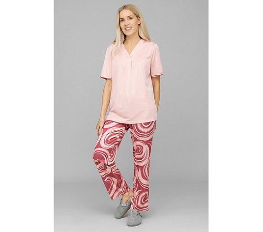 LITTLE ROSE Pyjama, 1/2-Arm Mikrofaser V-Ausschnitt 1/1-Hose, bedruckt