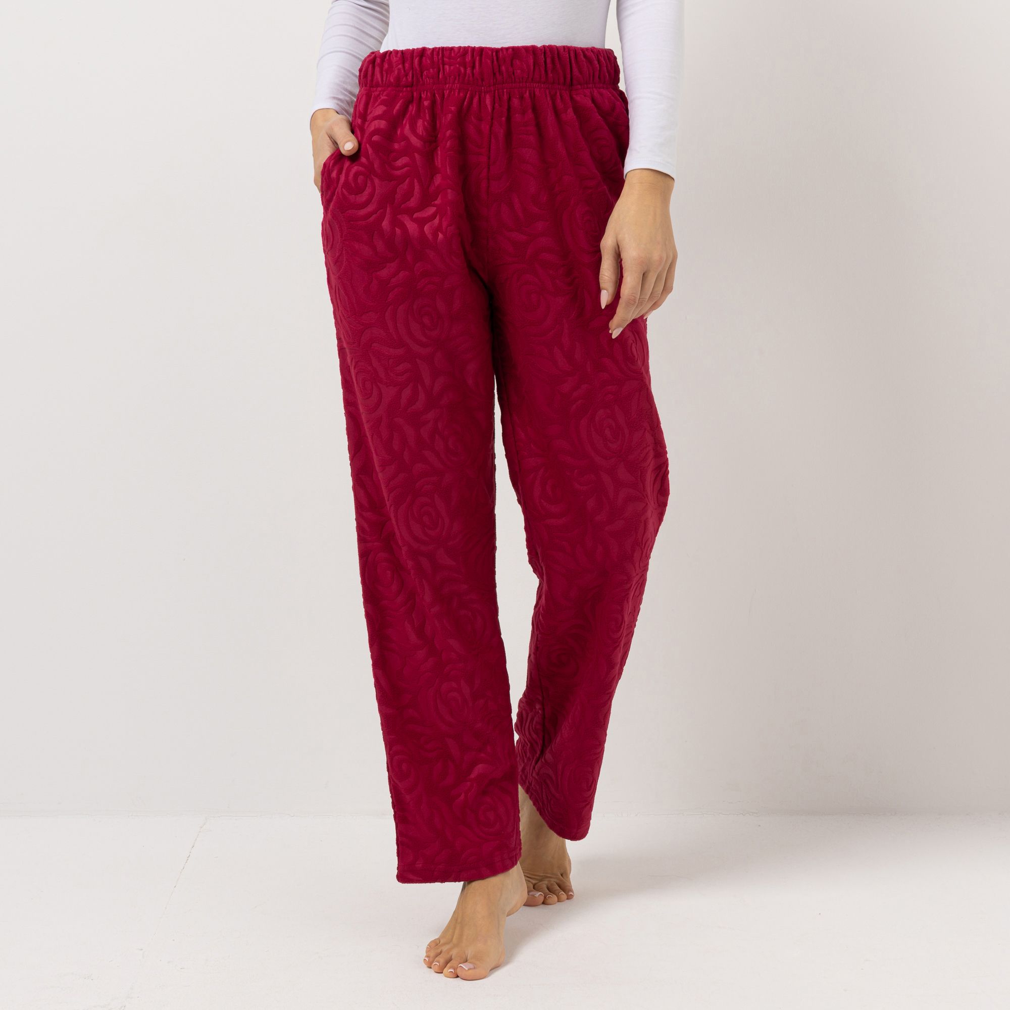 POLARSTERN Hose, 1/1-Länge Mikrofaser Fleece Rundumdehnbund florale Prägung