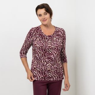 DENIM & CO. Shirt, 3/4-Arm Rundhalsausschnitt Seitenschlitze mit ECOVERO Viskose