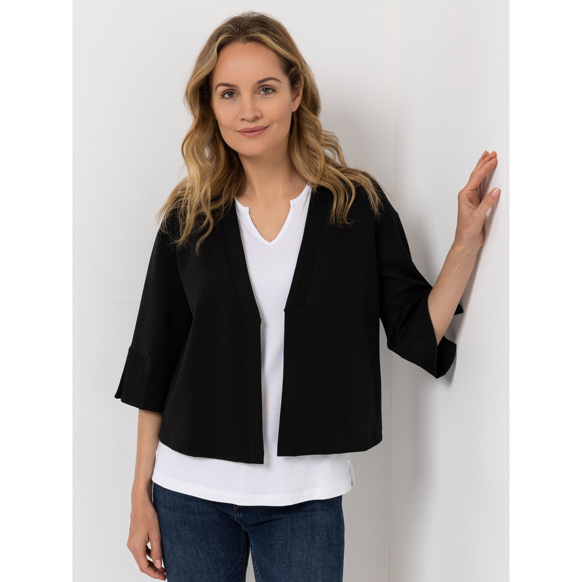 Green Cotton by Peter Hahn Jerseyjacke, 3/4-Arm Style Dagmar V-Ausschnitt