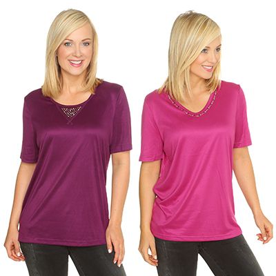 JERYMOOD HOMEWEAR 2 Shirts, 1/2-Arm Mikrofaser Nietendetails