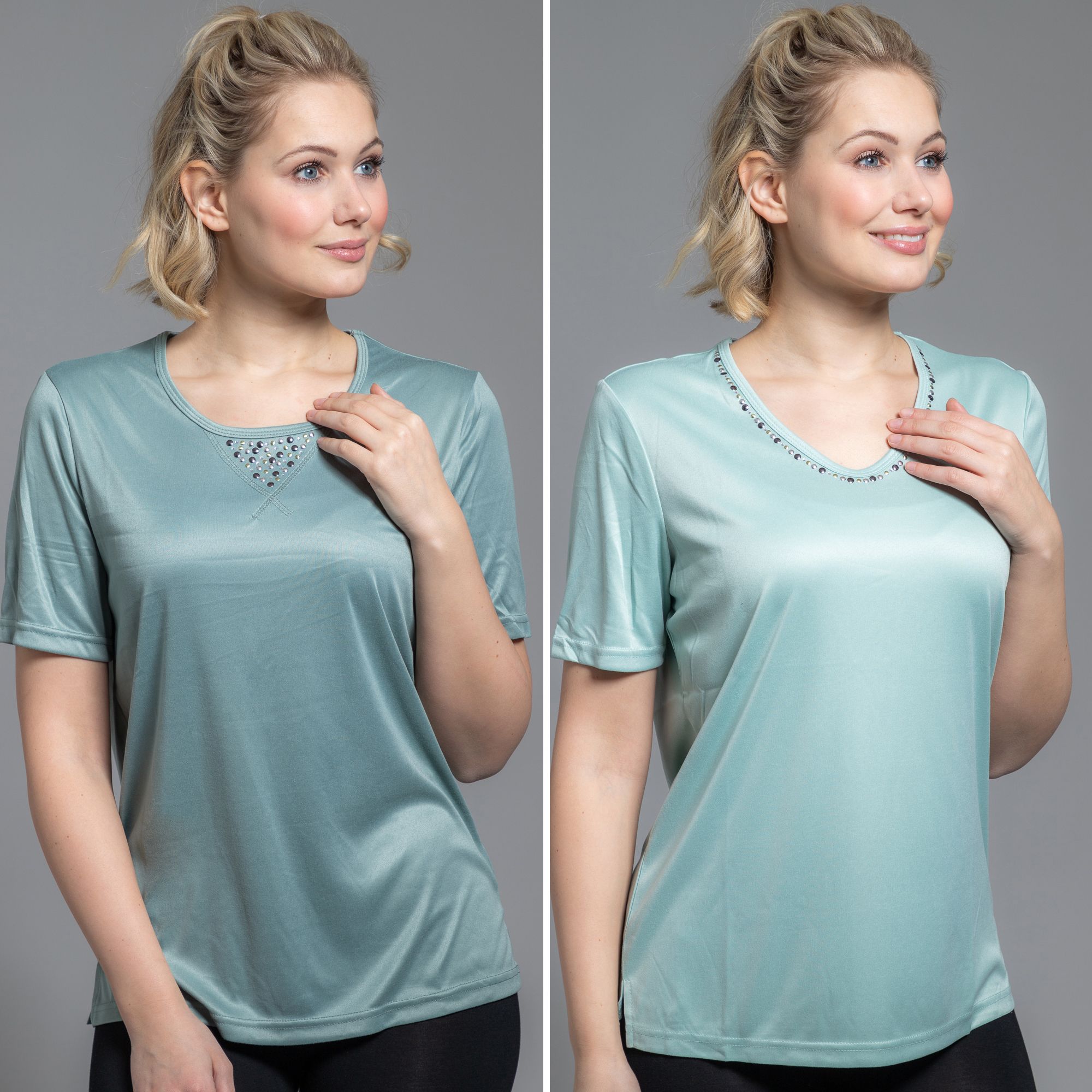 JERYMOOD HOMEWEAR 2 Shirts, 1/2-Arm Mikrofaser Nietendetails