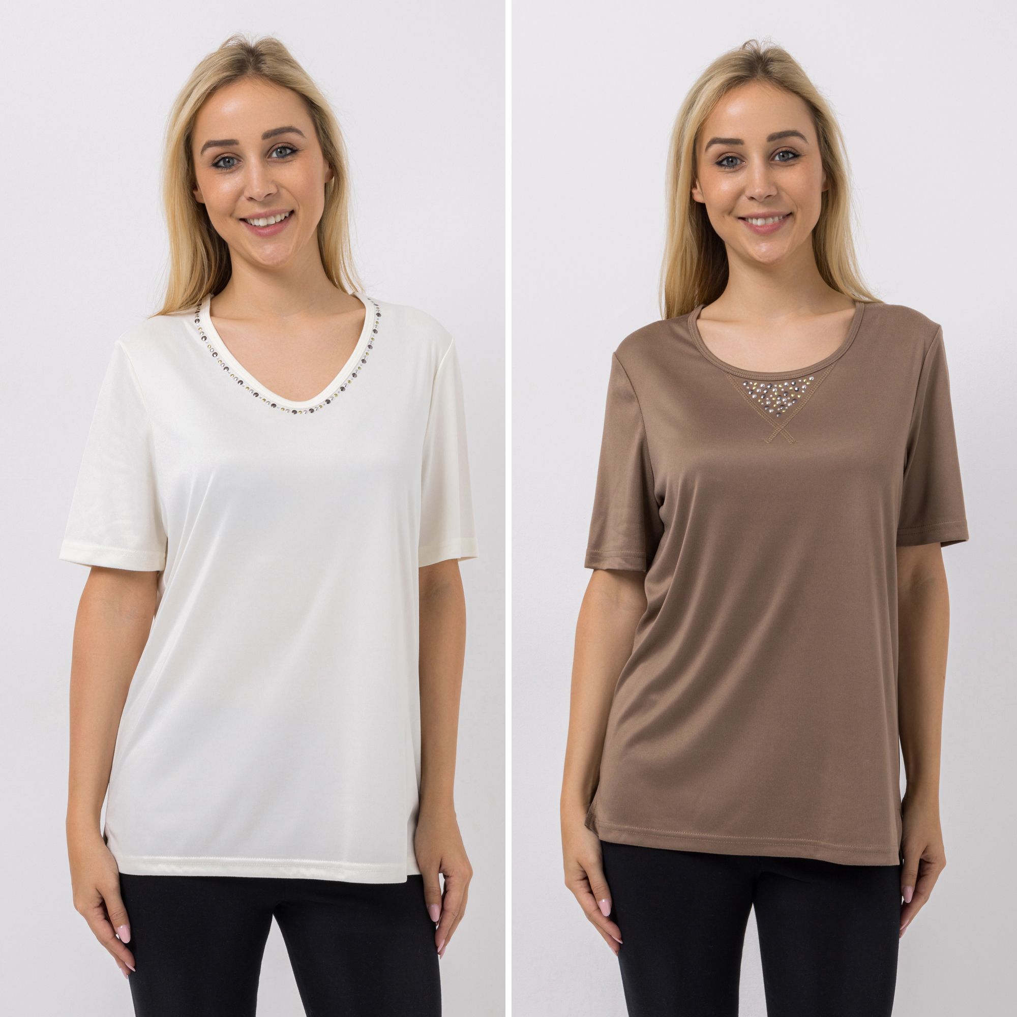 JERYMOOD HOMEWEAR 2 Shirts, 1/2-Arm Mikrofaser Nietendetails