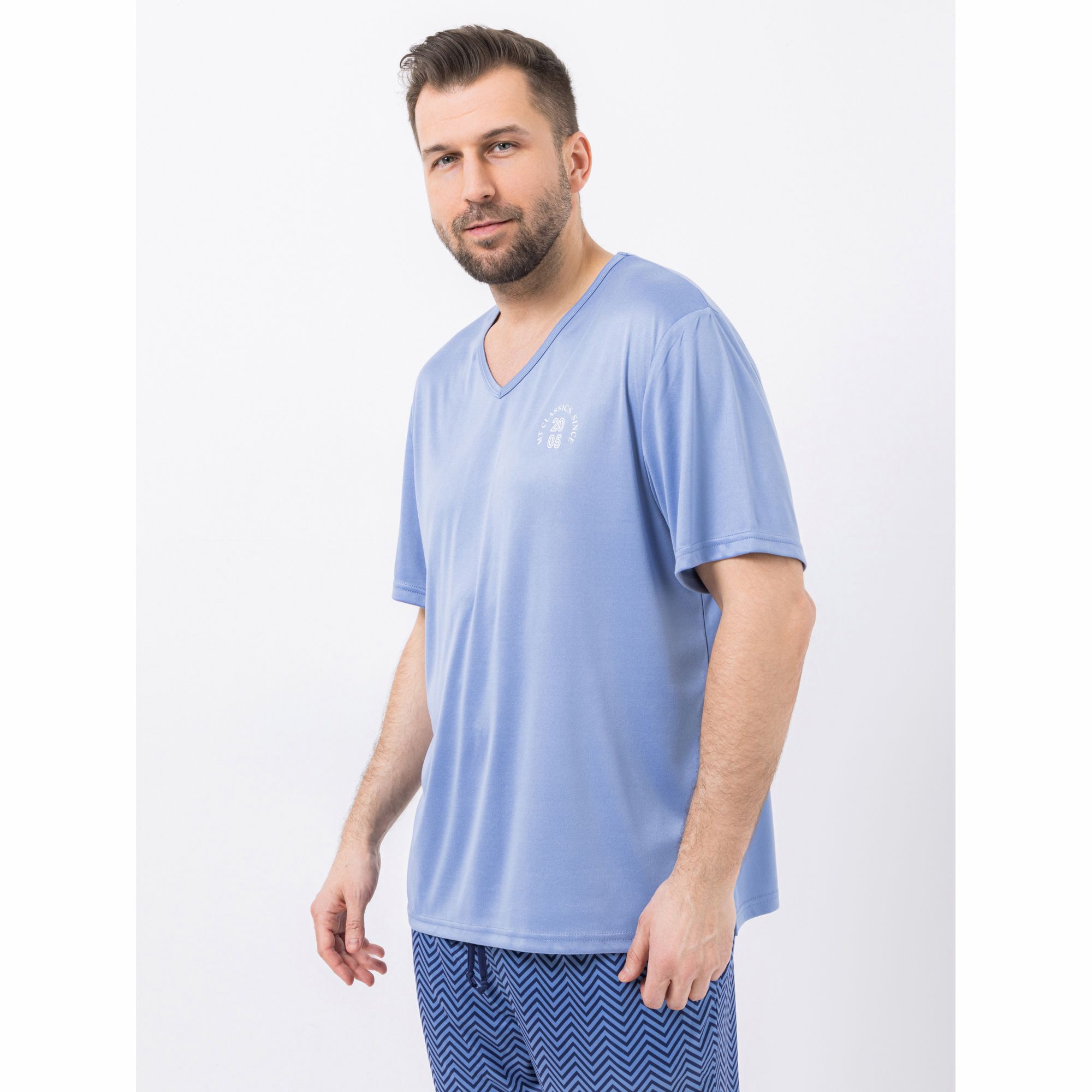 MEN'S TOUCH Shirt, 1/2-Arm Mikrofaser V-Ausschnitt Seitenschlitze