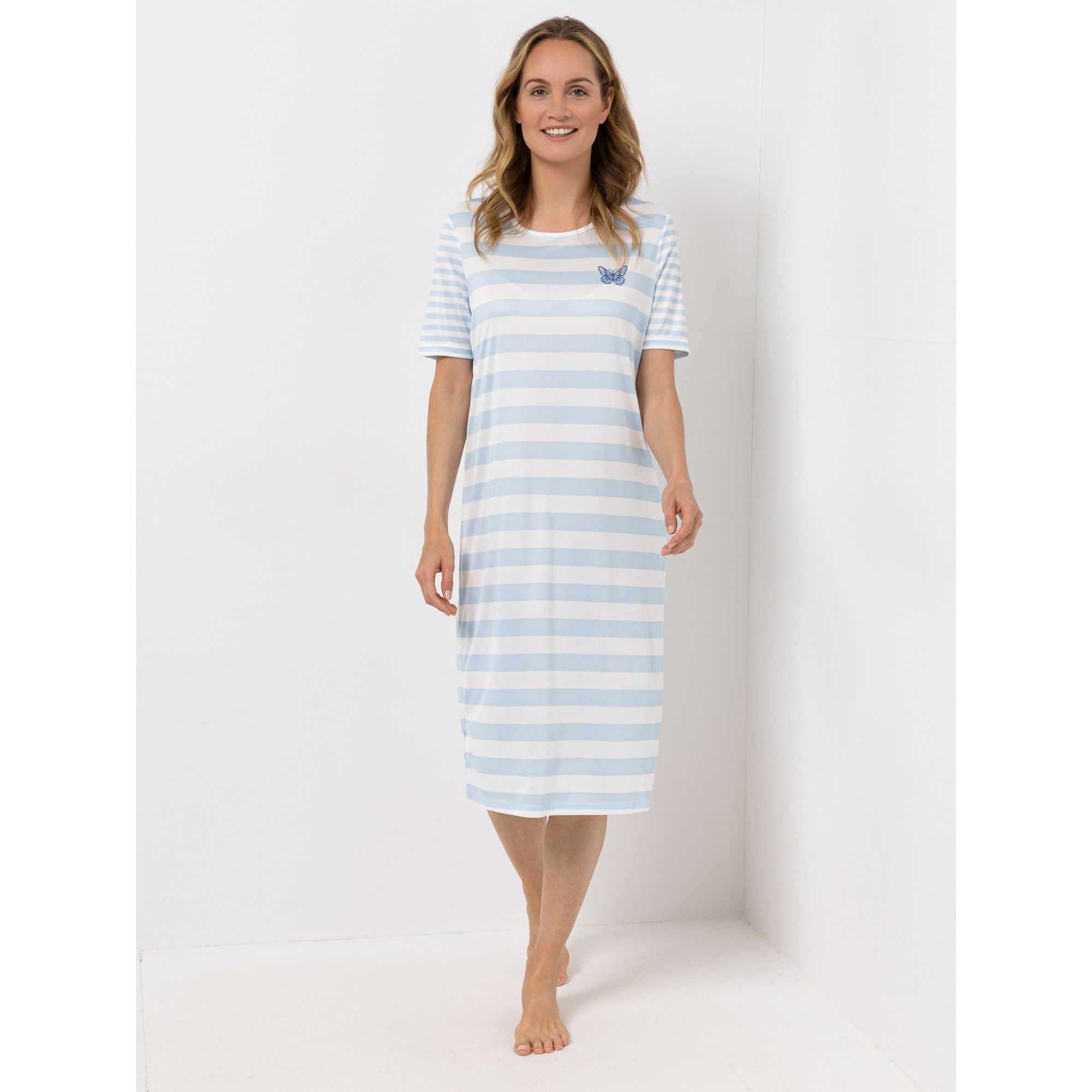 LITTLE ROSE Nachthemd, 1/2-Arm Mikrofaser Rundhalsausschnitt wadenumspielend