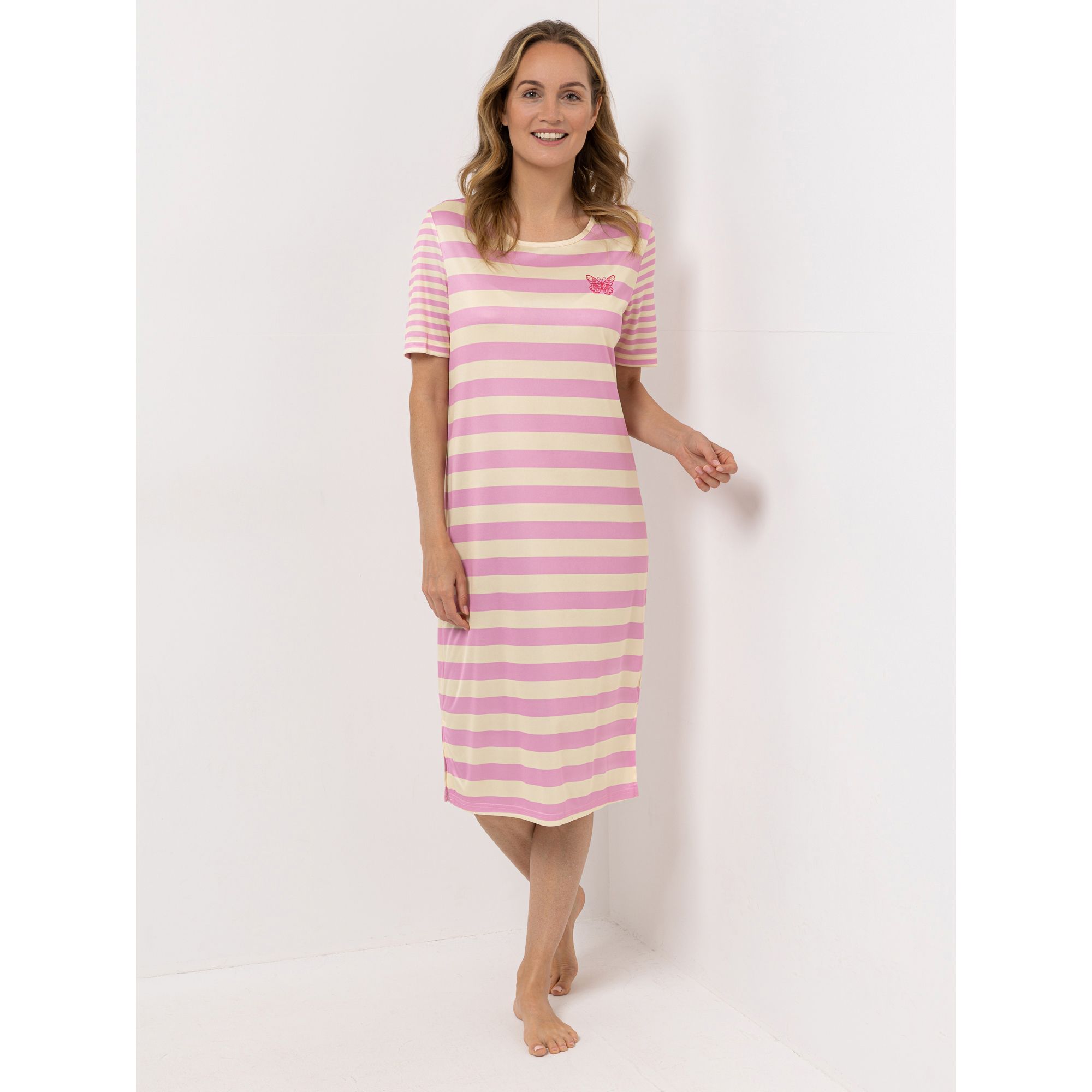 LITTLE ROSE Nachthemd, 1/2-Arm Mikrofaser Rundhalsausschnitt wadenumspielend